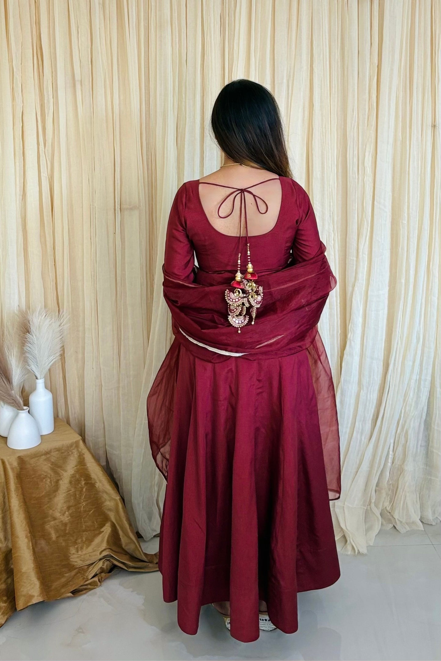 Majestic Maroon Croma Silk Anarkali