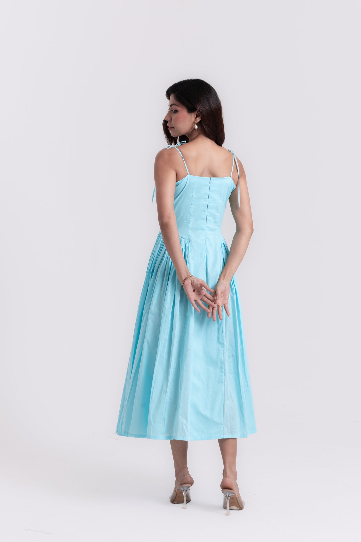 Frosted Elegance Icy Blue Strap Dress