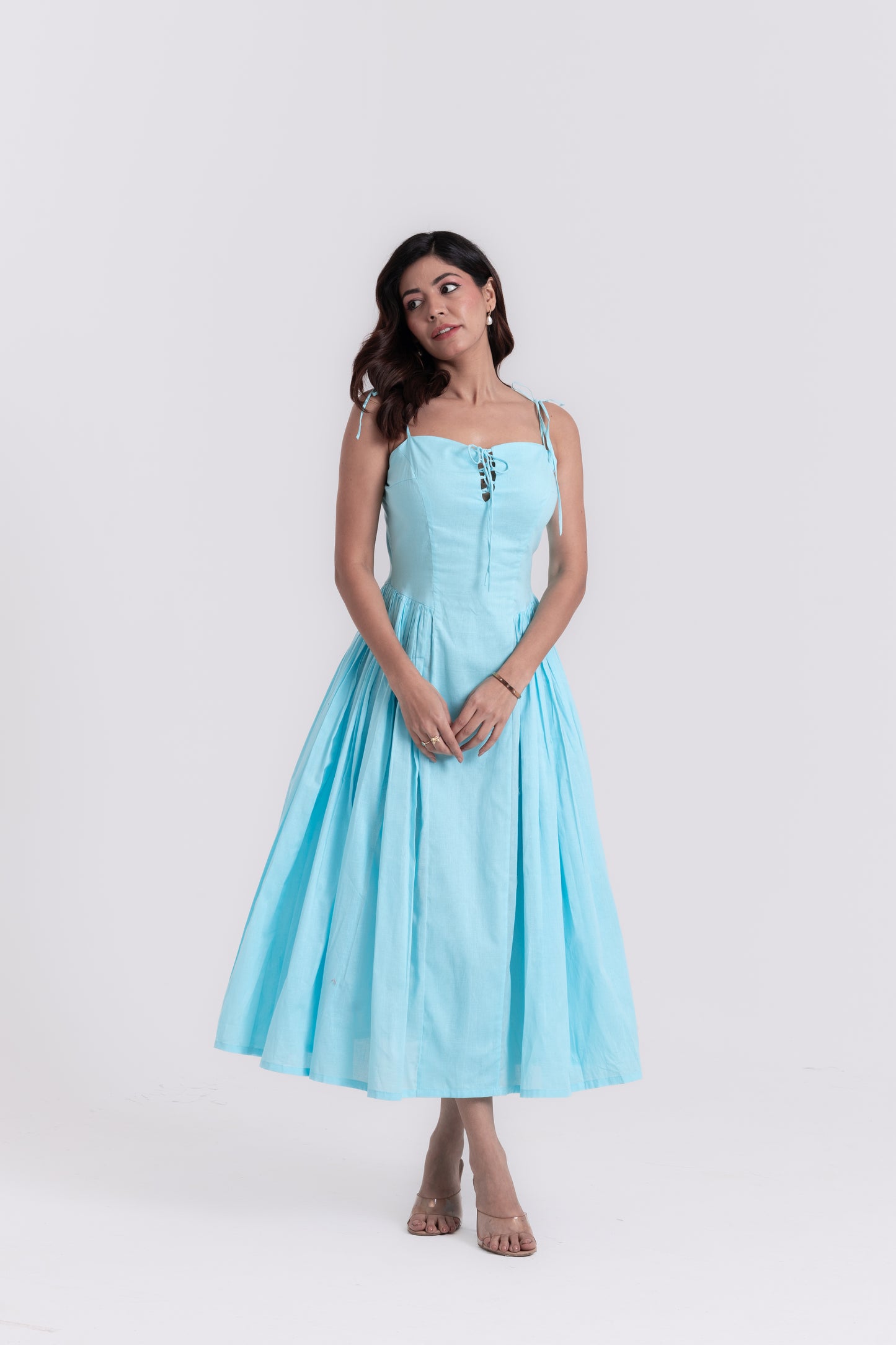 Frosted Elegance Icy Blue Strap Dress