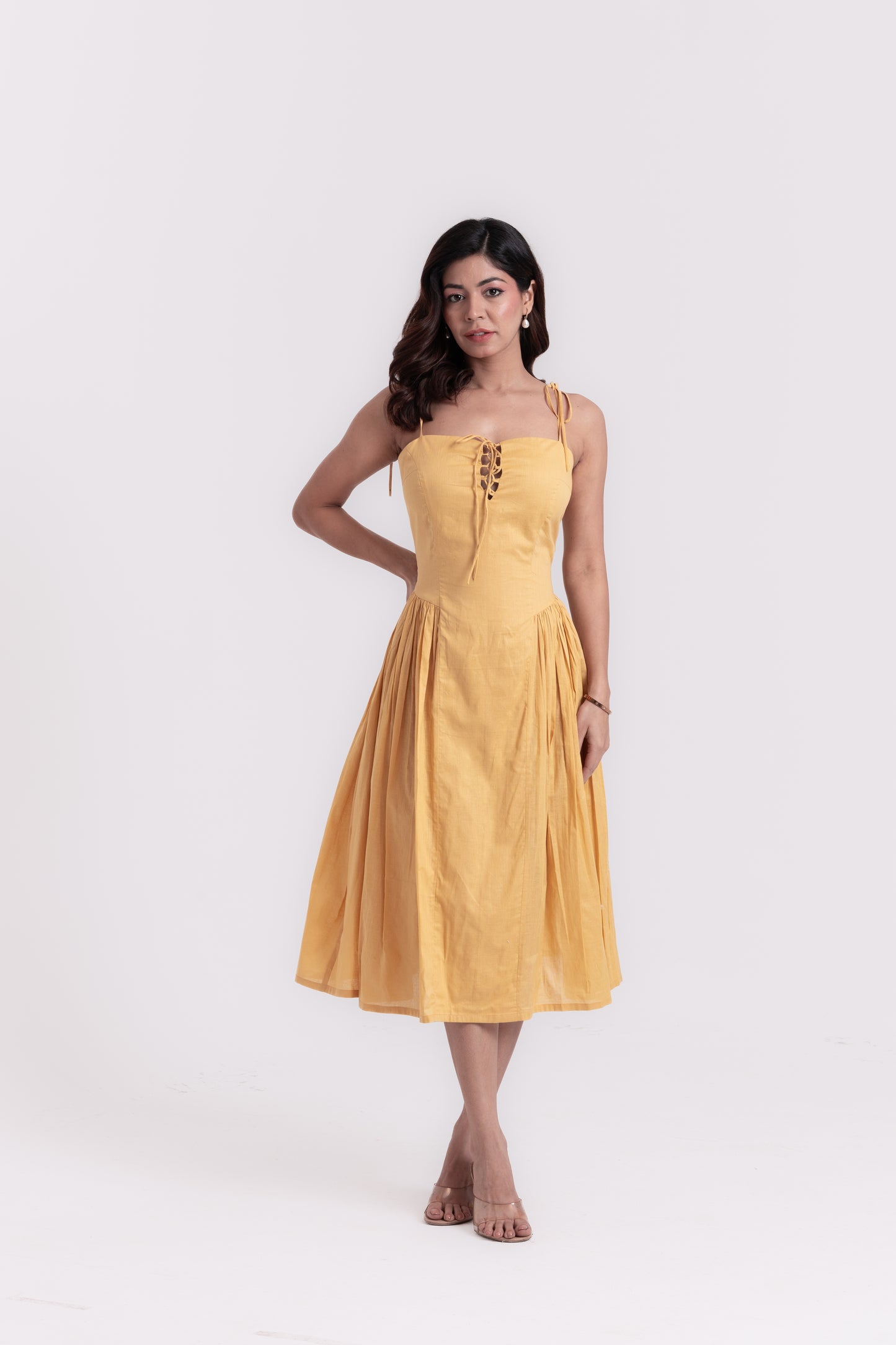 Golden Sands Yellowish Beige Strap Dress