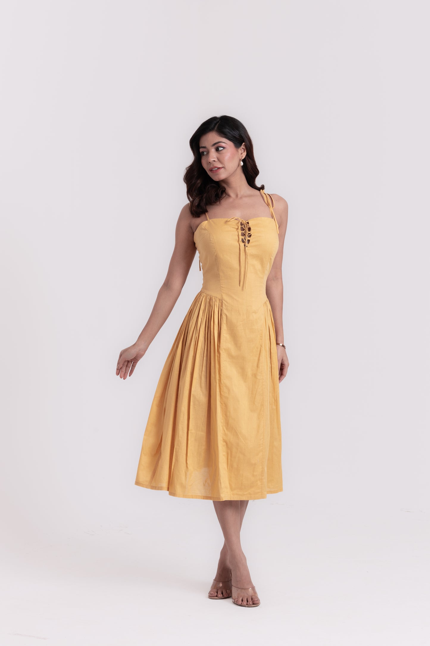 Golden Sands Yellowish Beige Strap Dress