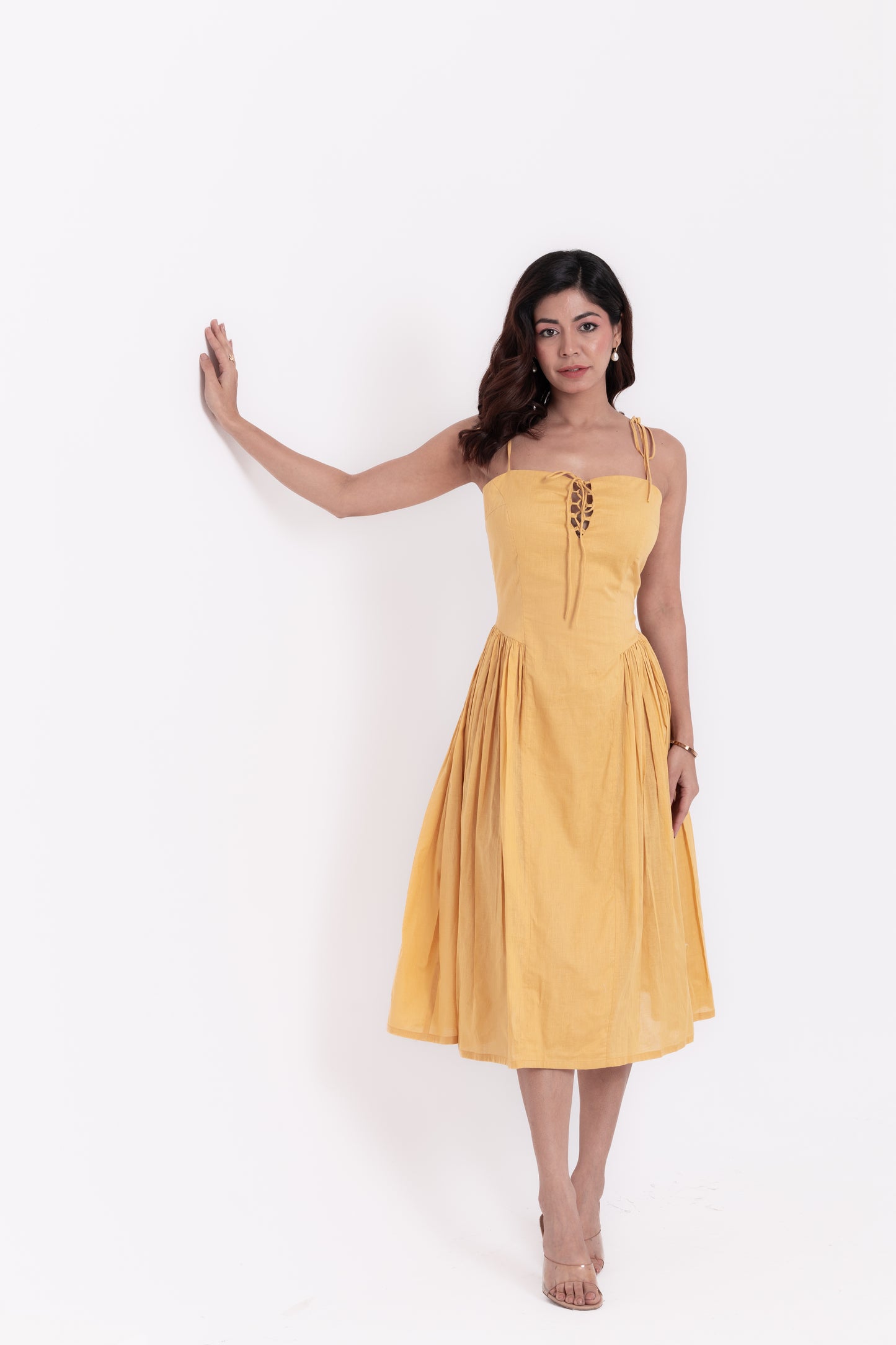 Golden Sands Yellowish Beige Strap Dress