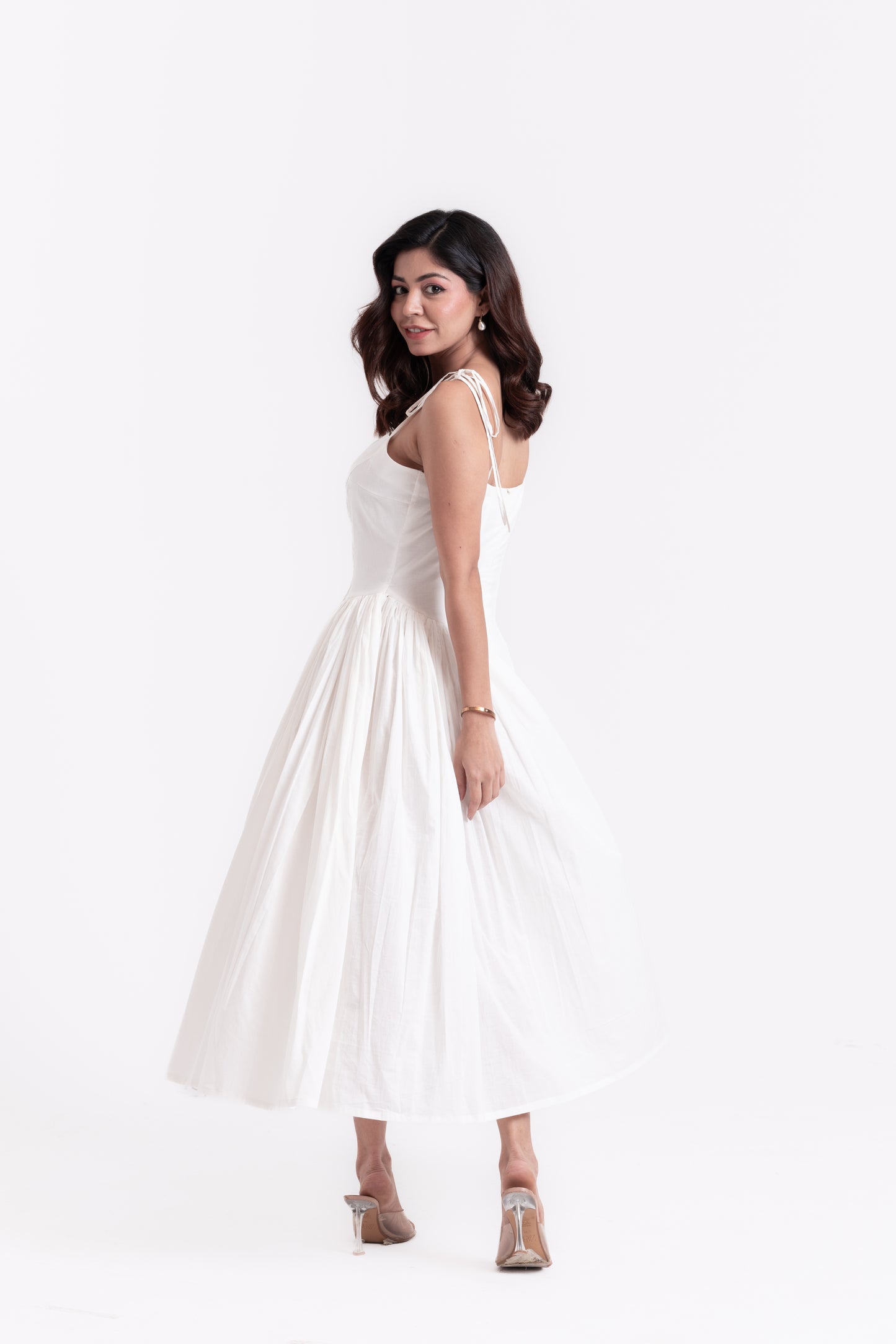 Snowy Grace White Strap Dress