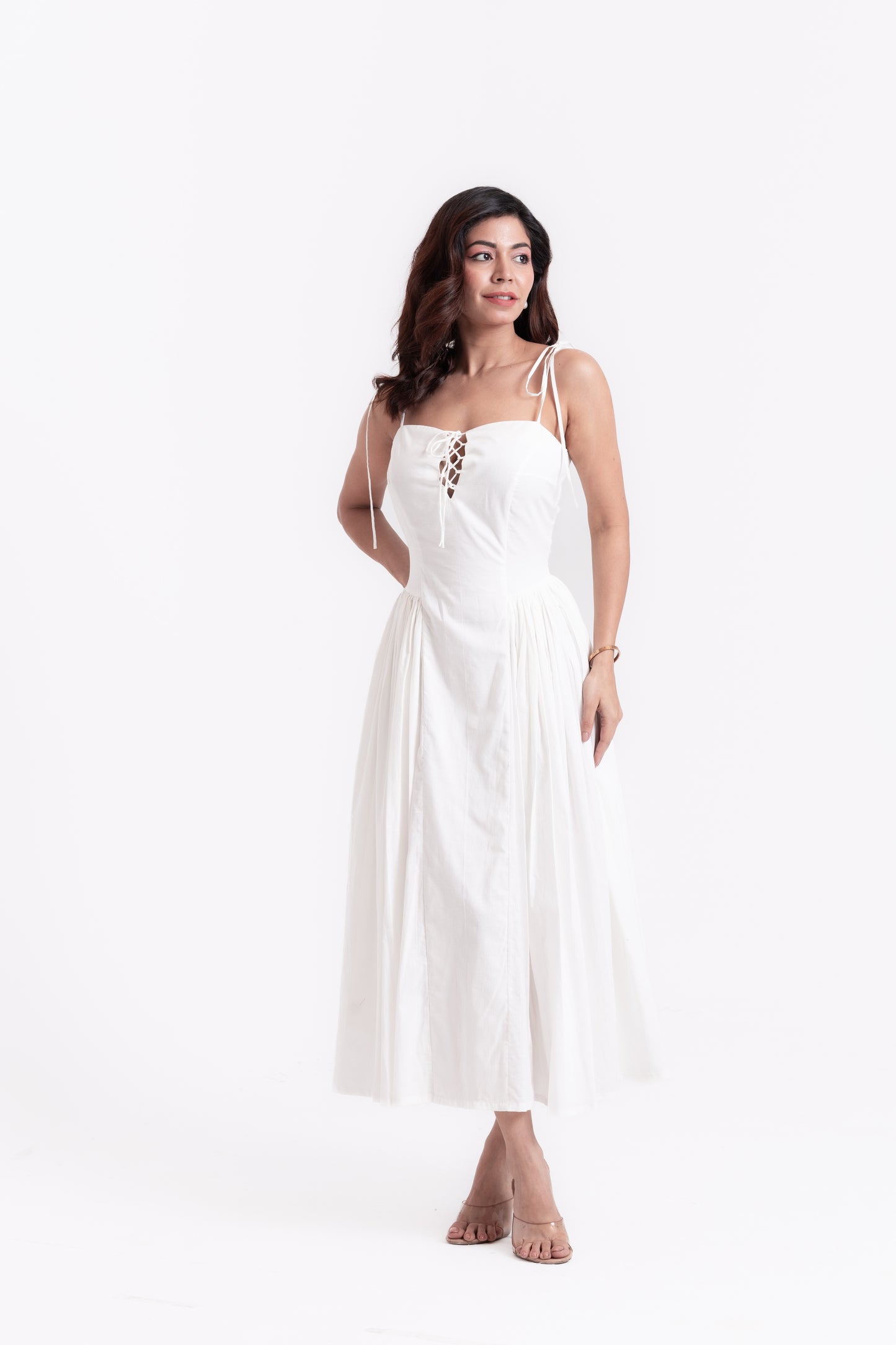 Snowy Grace White Strap Dress