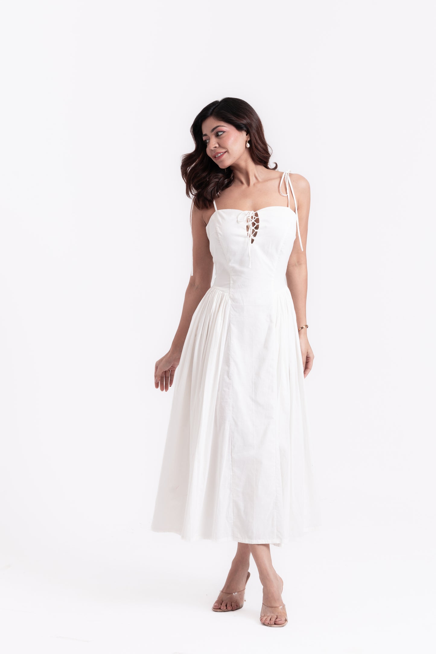 Snowy Grace White Strap Dress