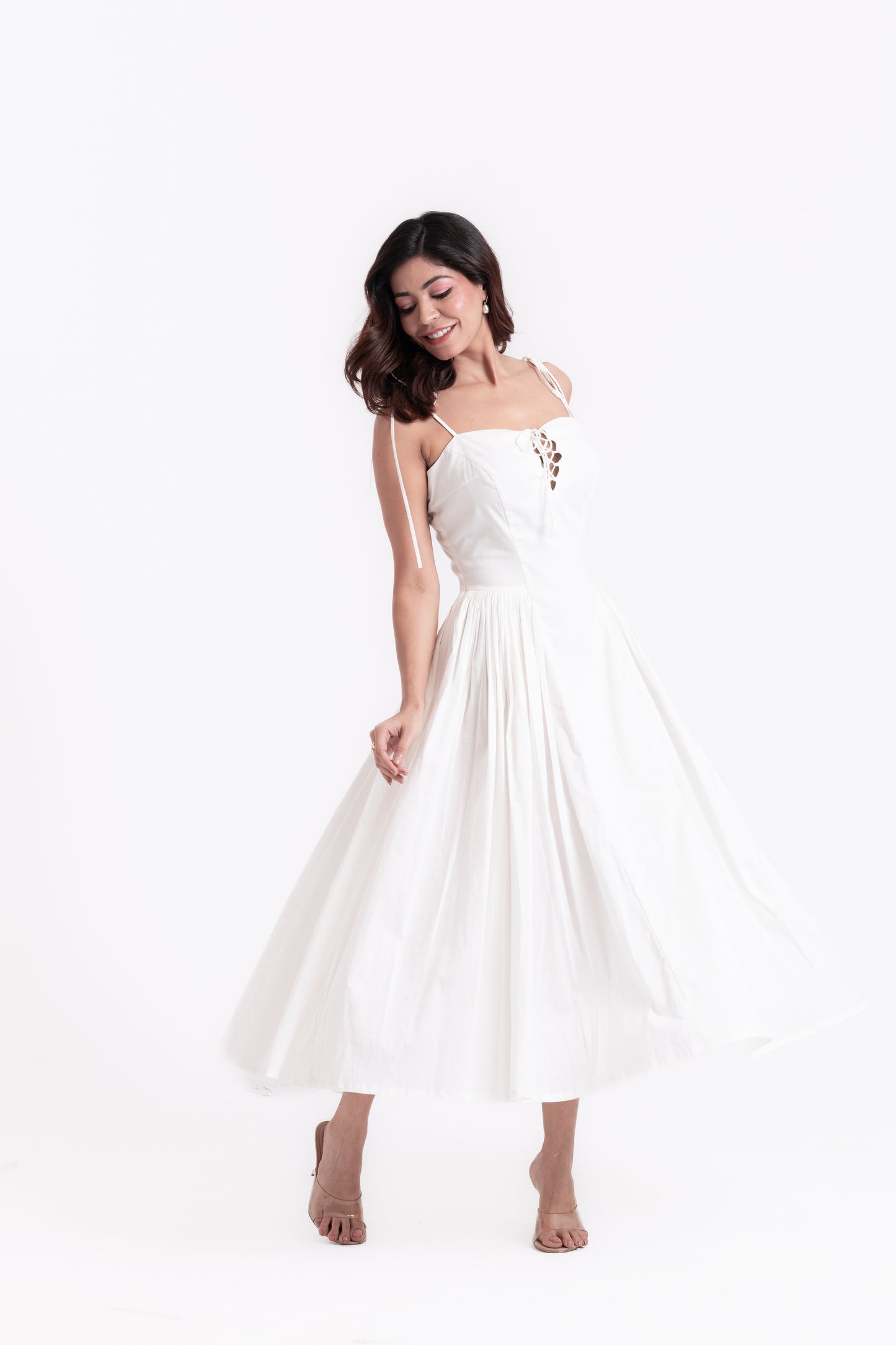 Snowy Grace White Strap Dress