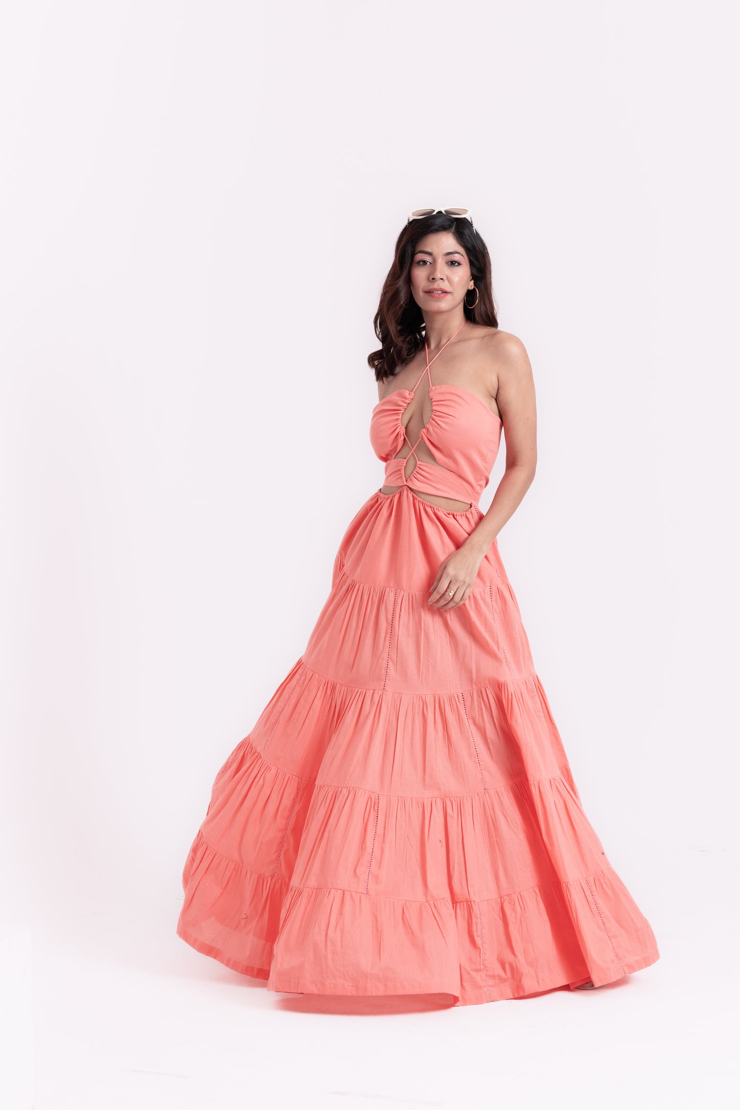 Flirty Flair Peach Strap Gown