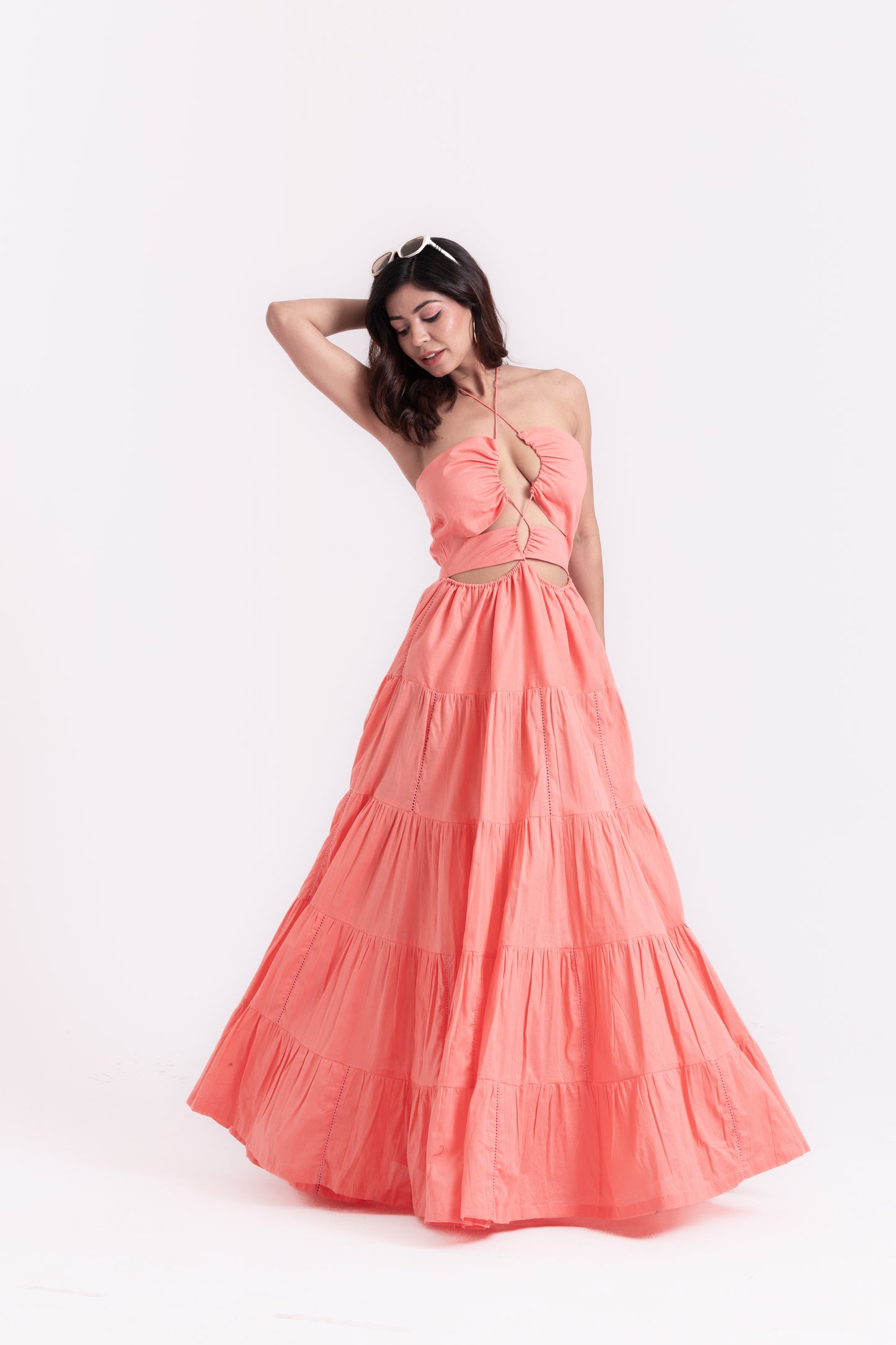 Flirty Flair Peach Strap Gown