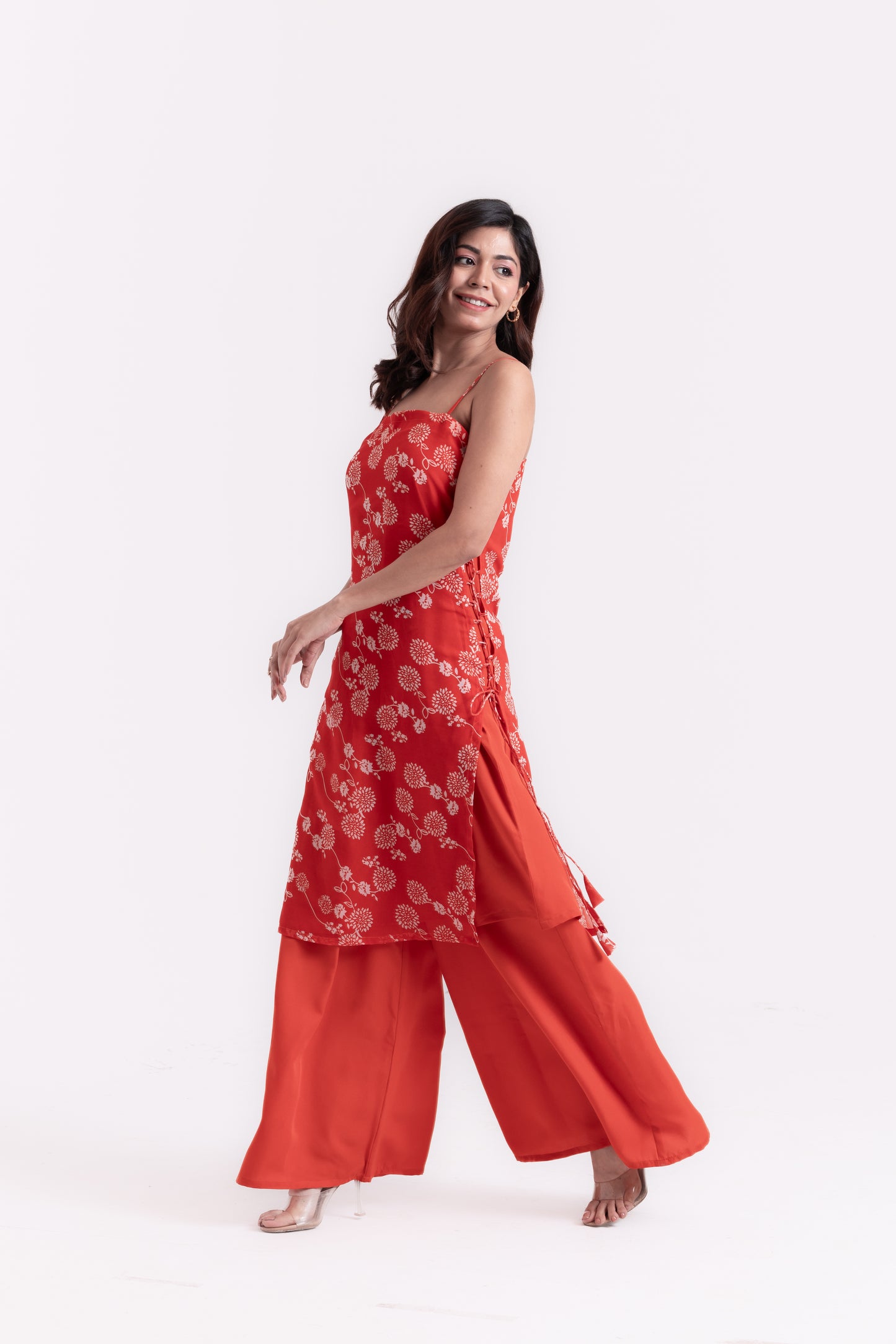 Tangerine Blossoms: Floral Print Kurti Set