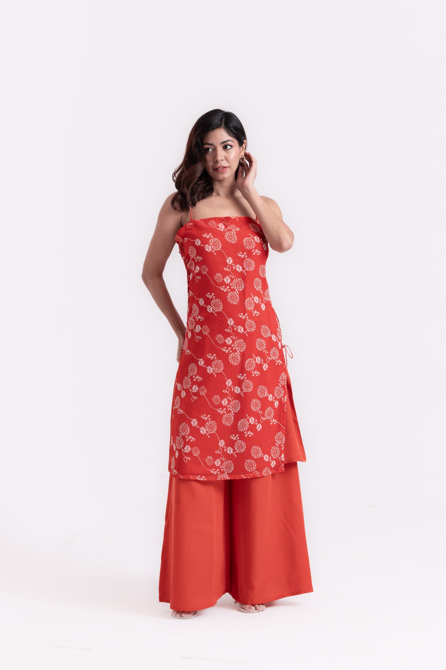 Tangerine Blossoms: Floral Print Kurti Set