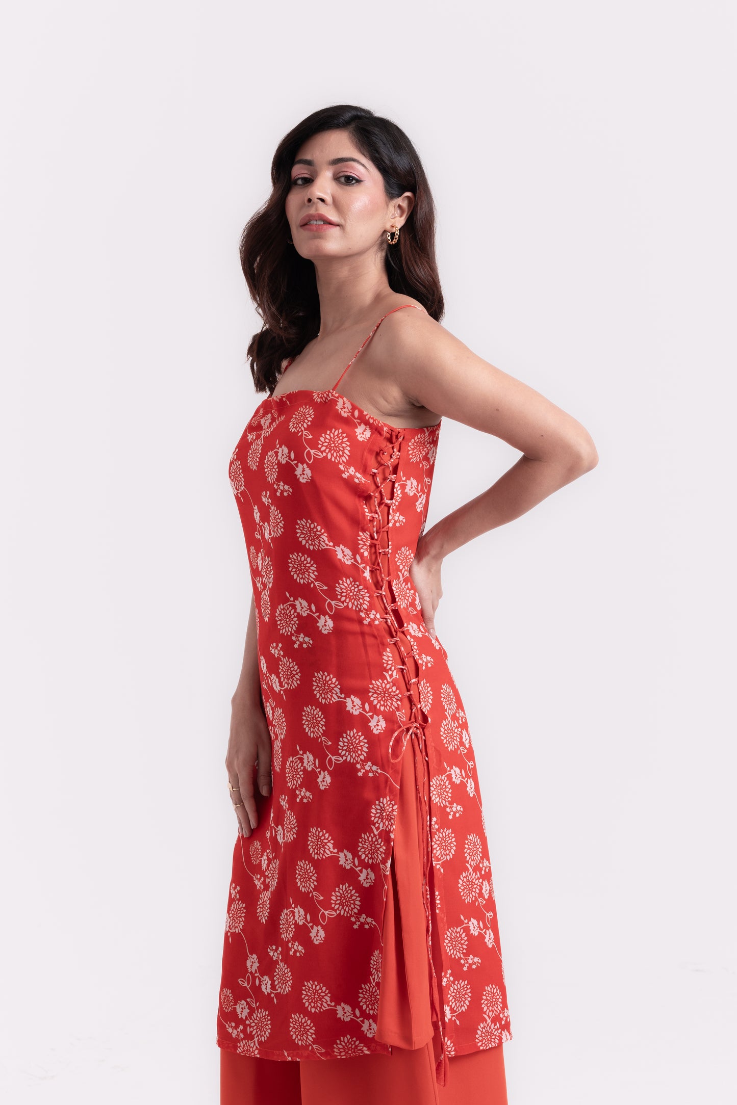 Tangerine Blossoms: Floral Print Kurti Set