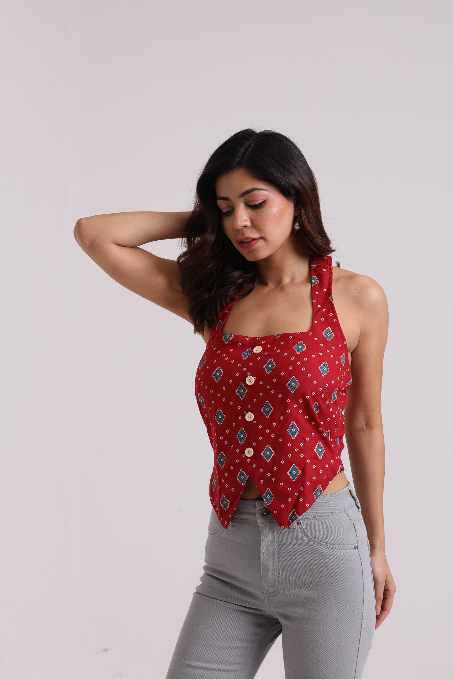 Crimson Breeze Halter Top