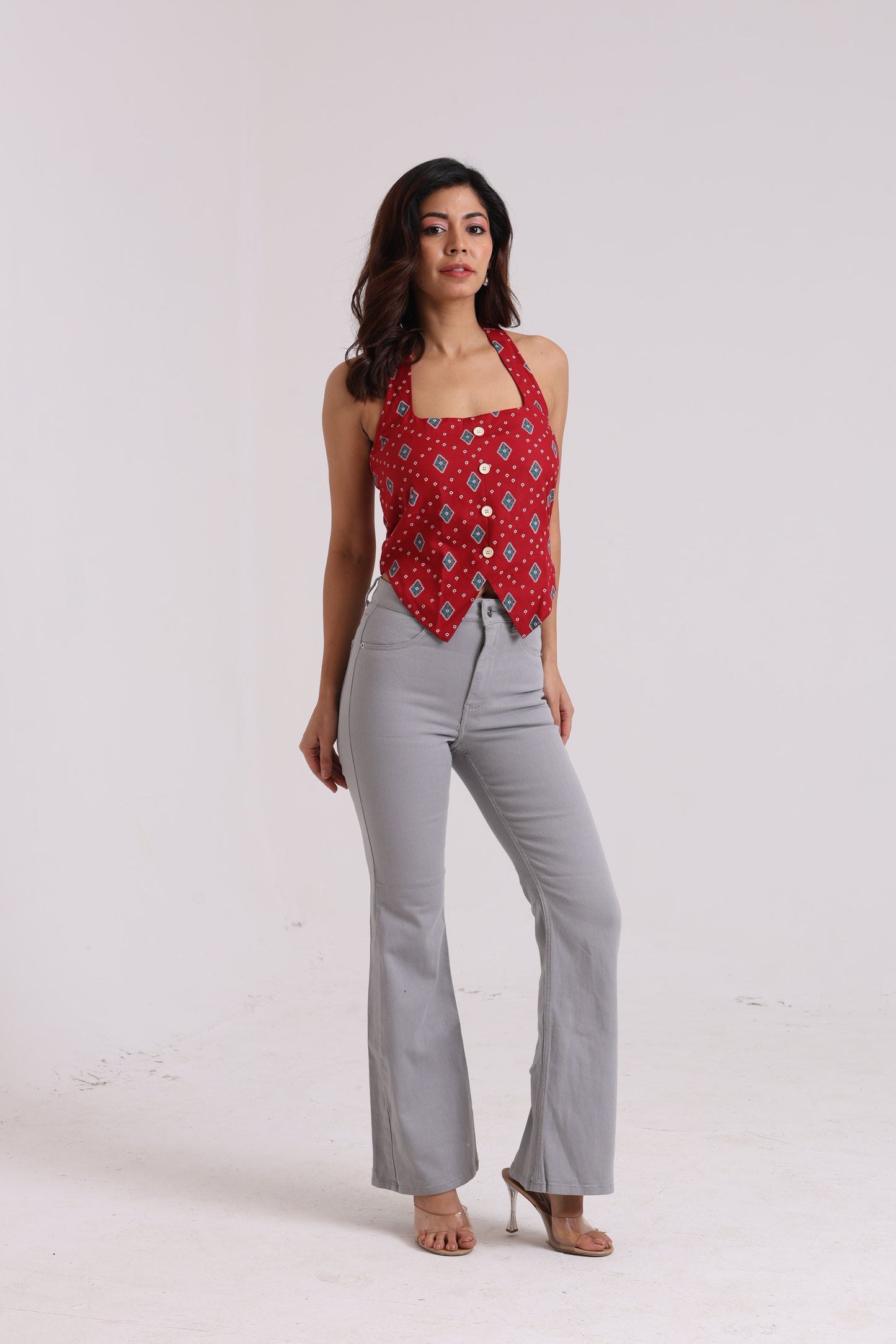 Crimson Breeze Halter Top