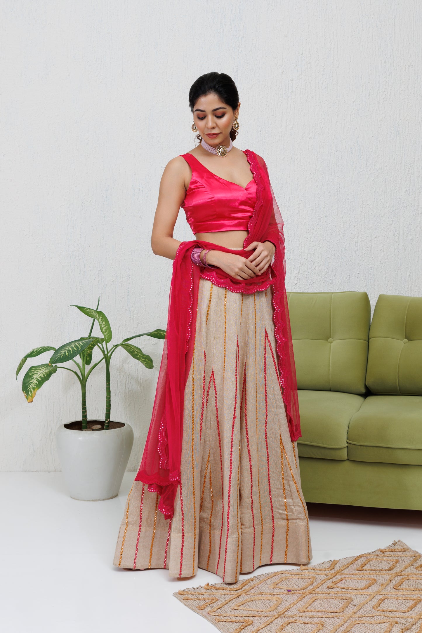 Mystique Melange: Jute Linen lehenga set
