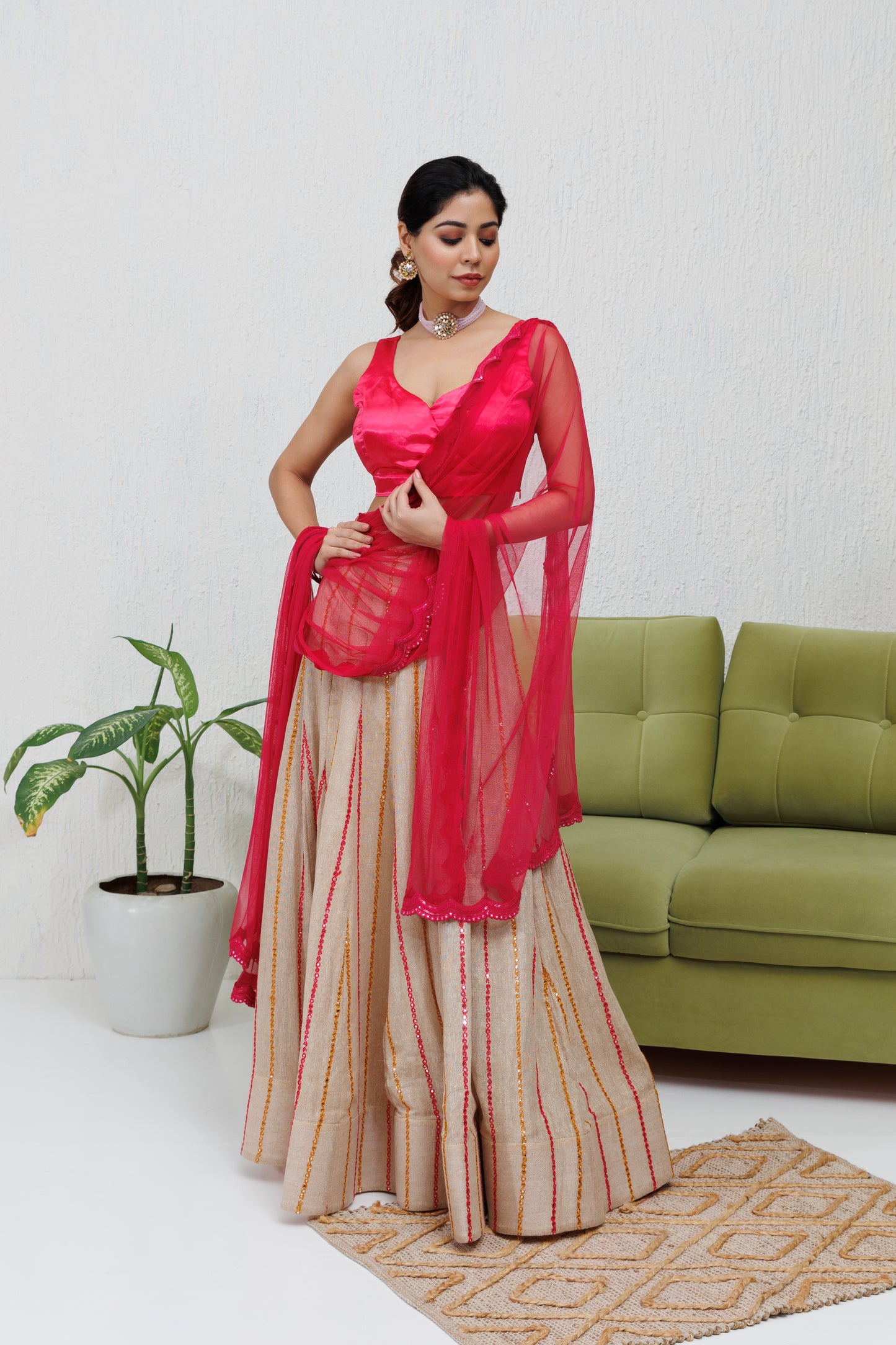 Mystique Melange: Jute Linen lehenga set