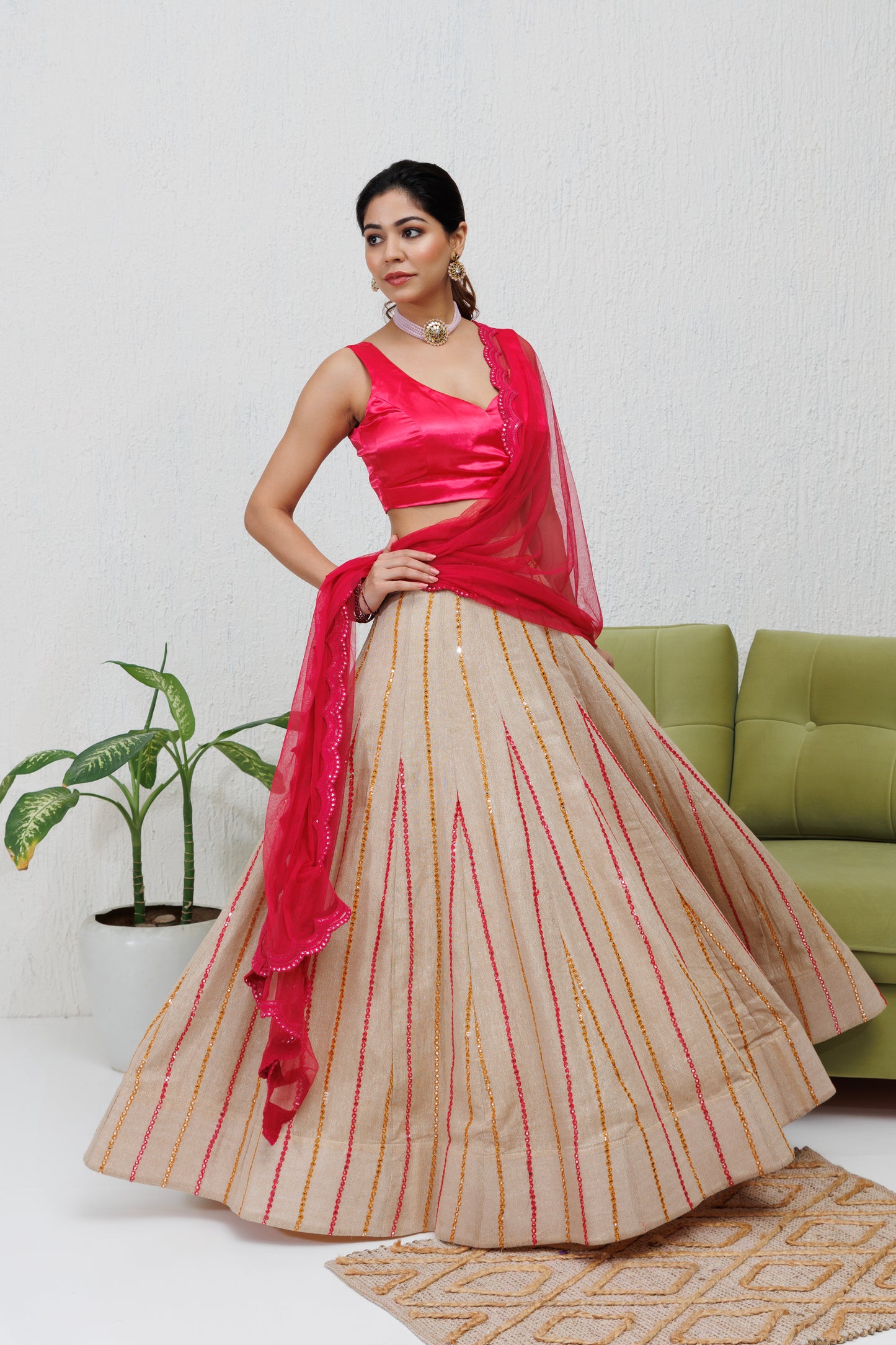 Mystique Melange: Jute Linen lehenga set
