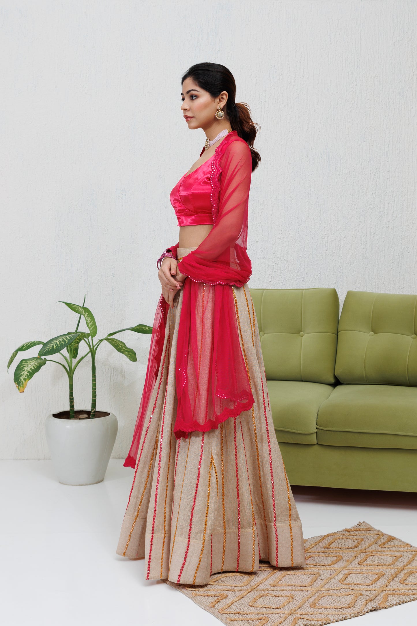 Mystique Melange: Jute Linen lehenga set