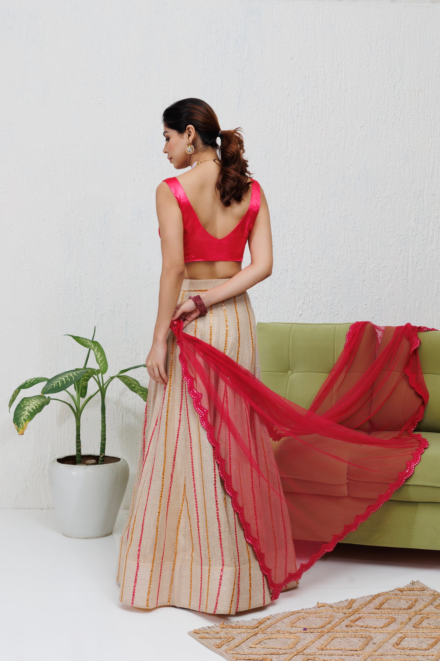 Mystique Melange: Jute Linen lehenga set