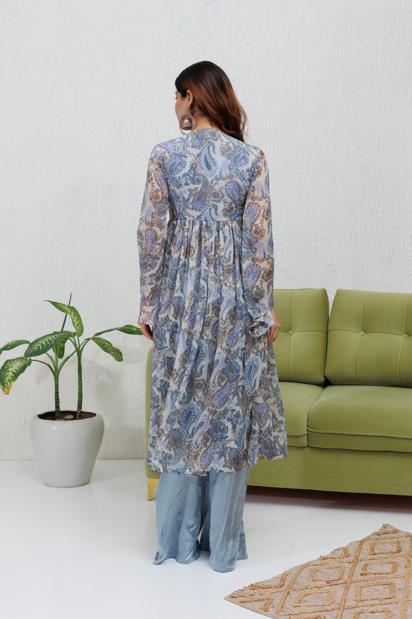 Mystique Melange: Blue printed Naayra set