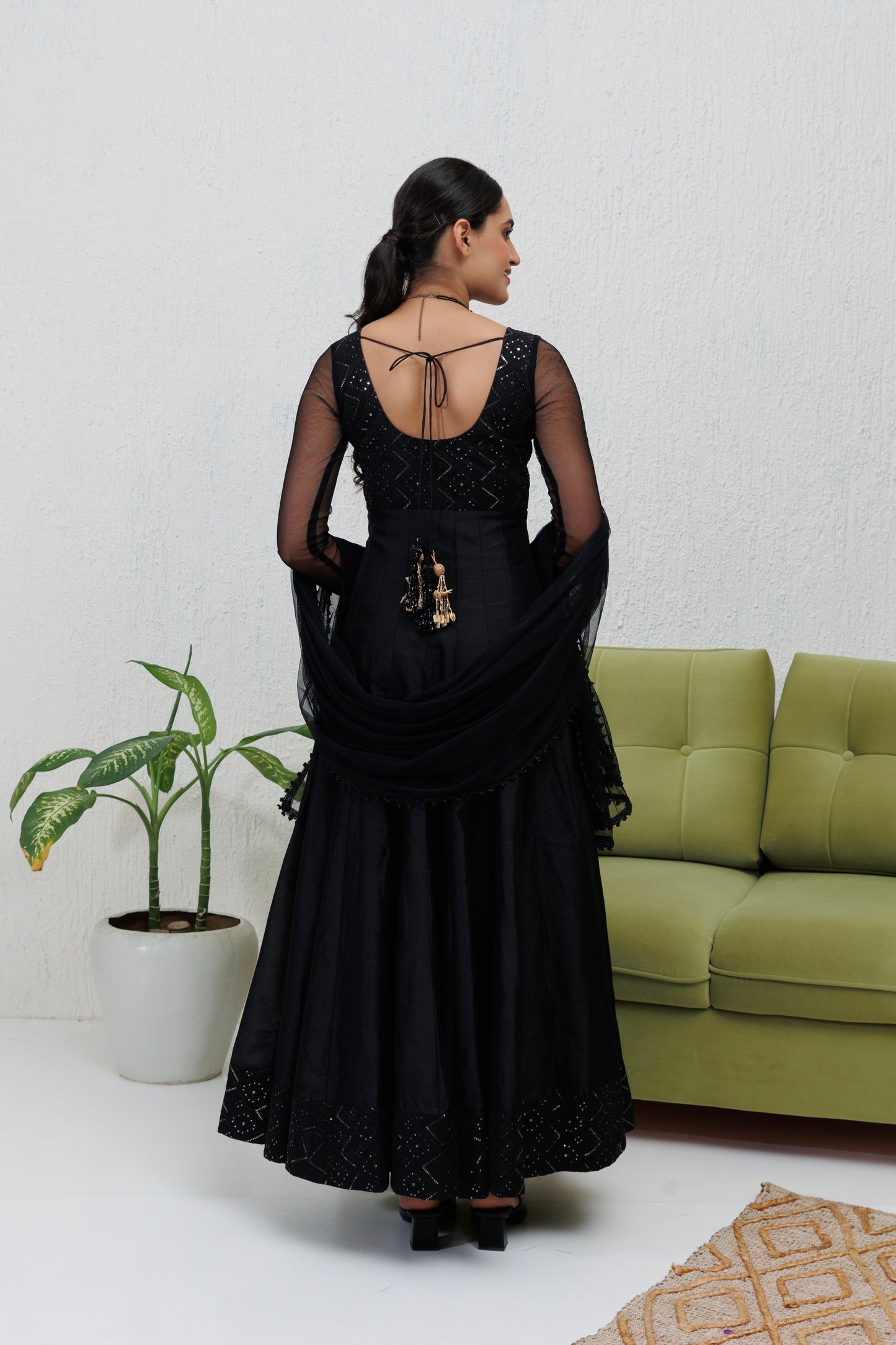 Mystique Melange: Black embroidered Anarkali