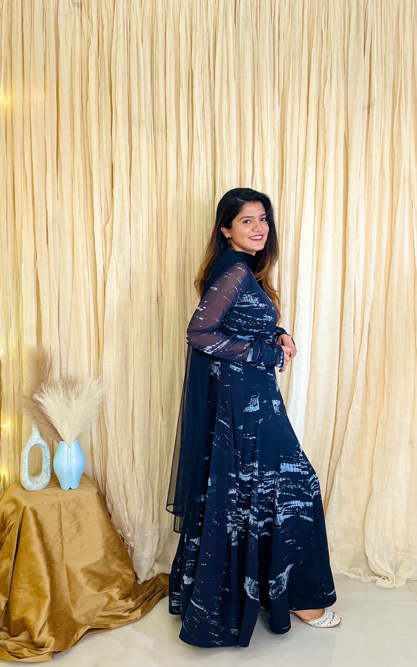Black Mirage Tie-Dye Anarkali