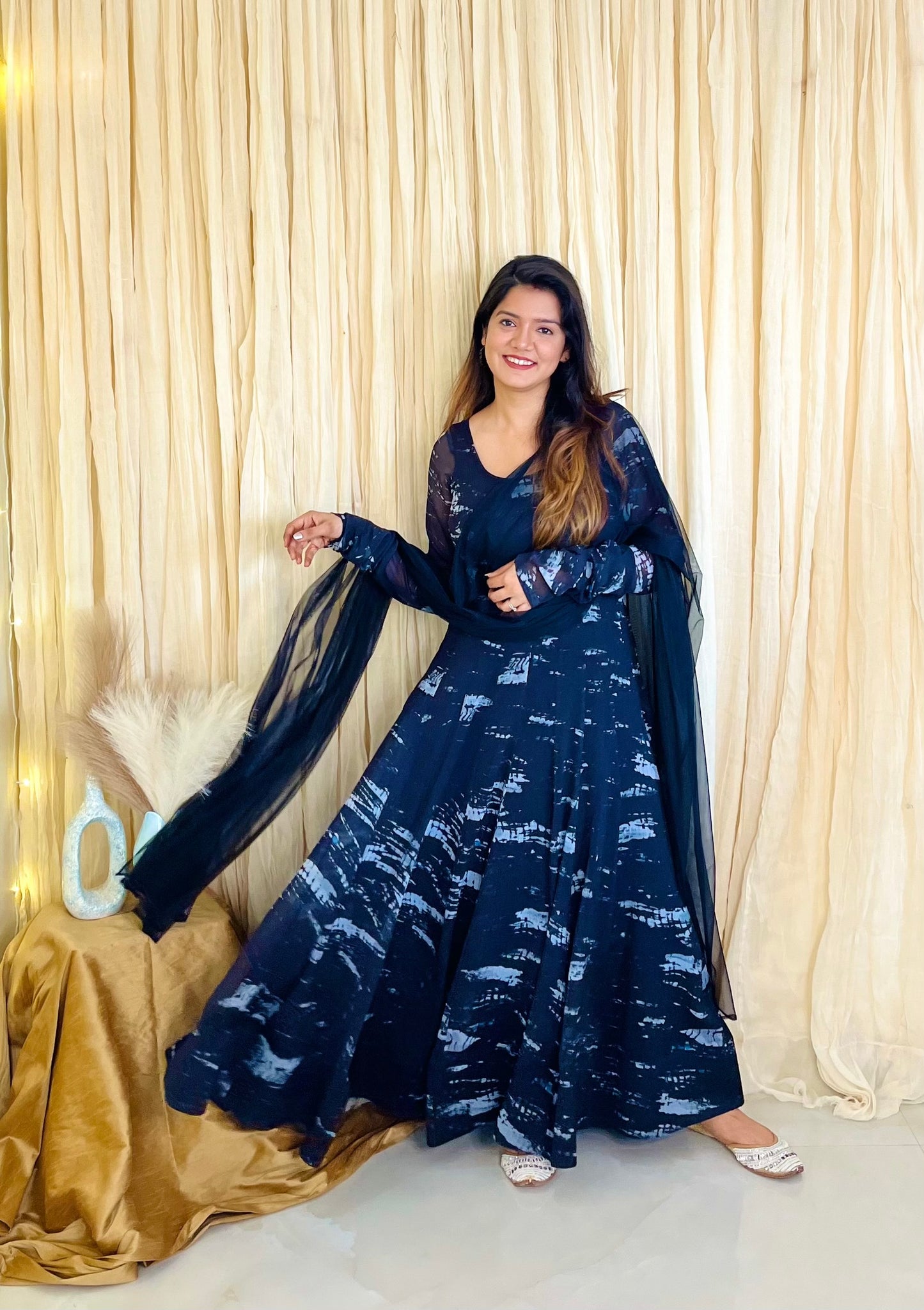 Black Mirage Tie-Dye Anarkali