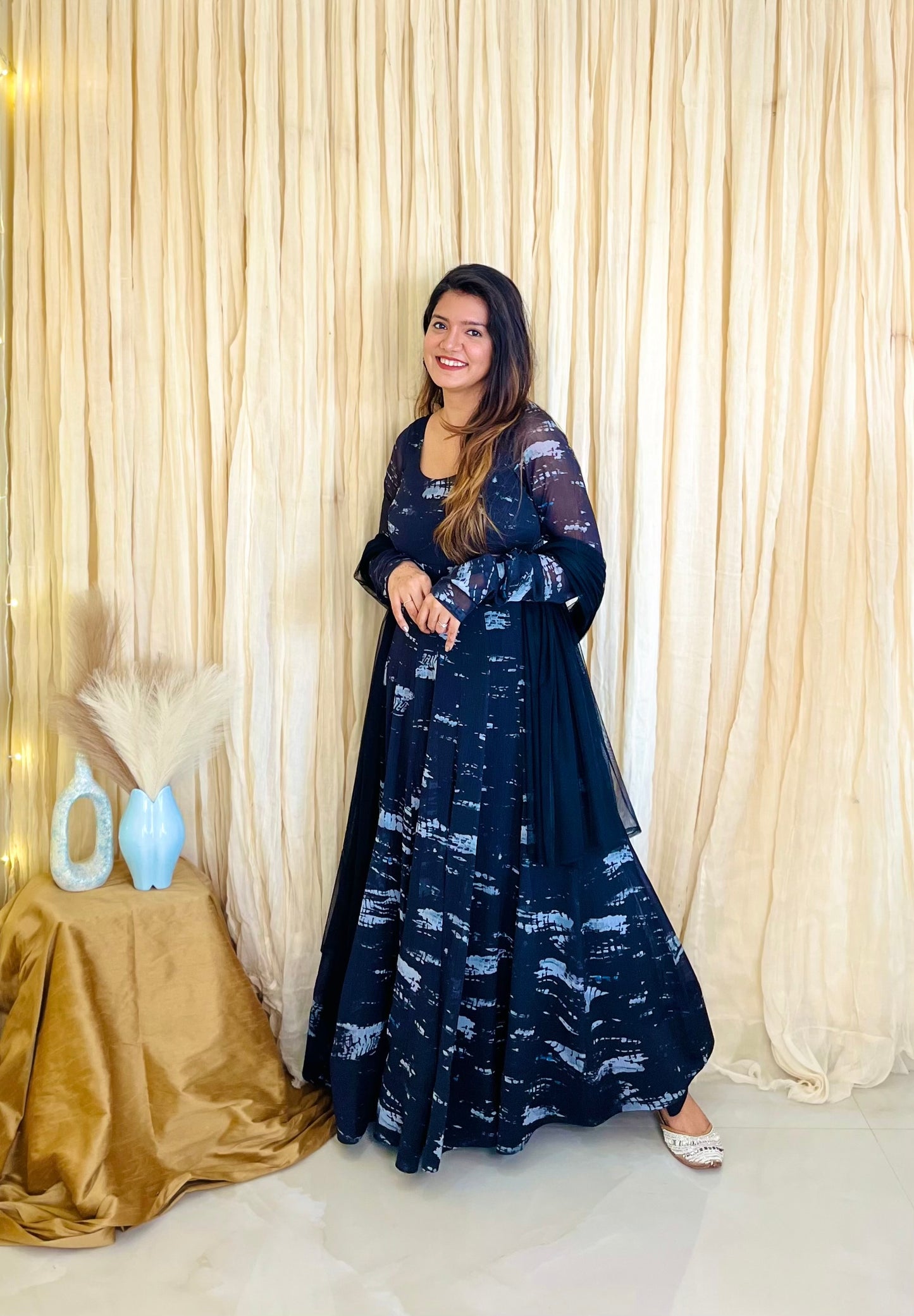 Black Mirage Tie-Dye Anarkali