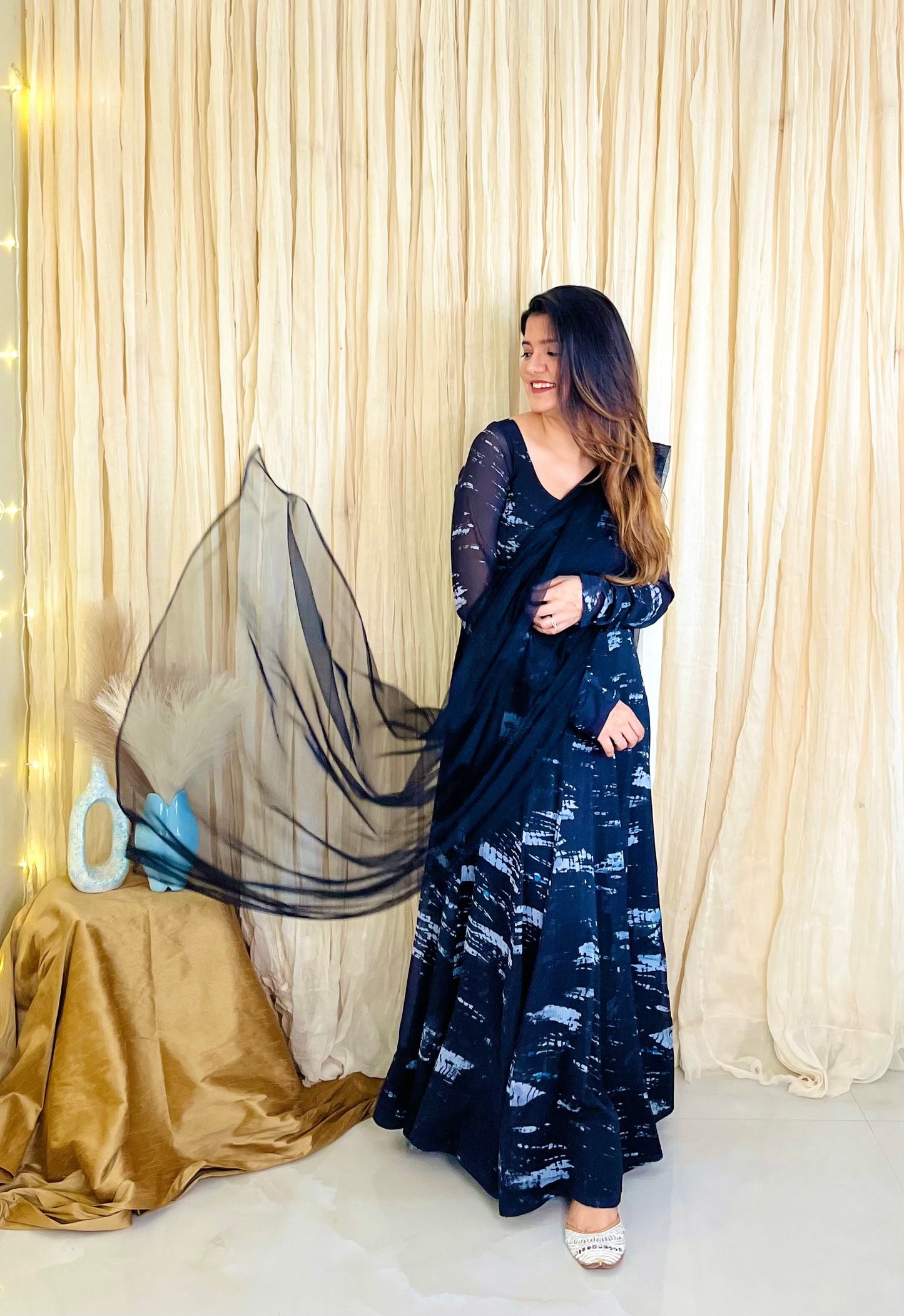 Black Mirage Tie-Dye Anarkali