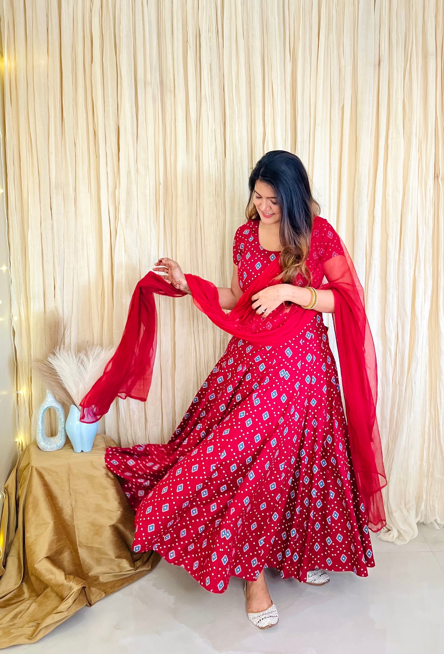 Scarlet Whispers Printed Anarkali