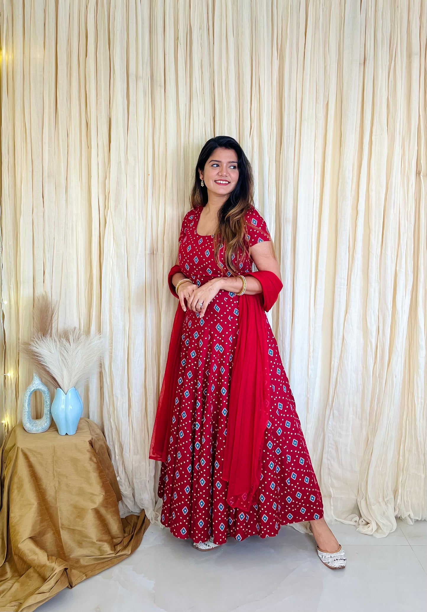 Scarlet Whispers Printed Anarkali