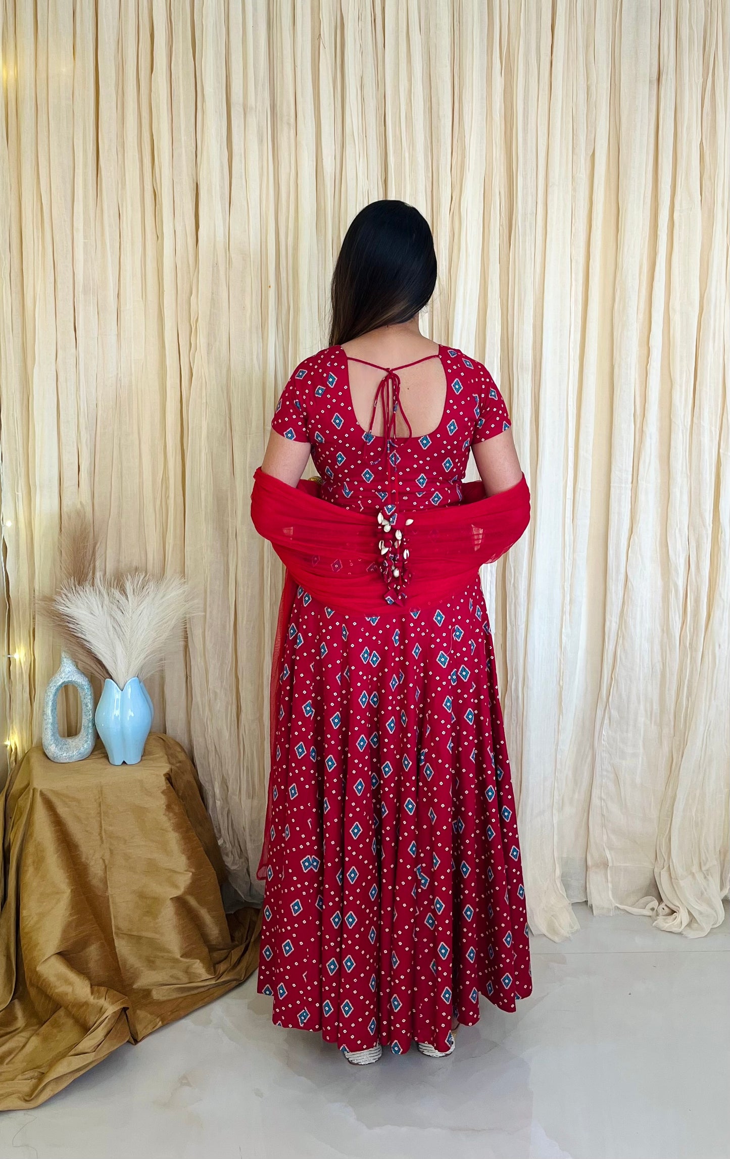 Scarlet Whispers Printed Anarkali
