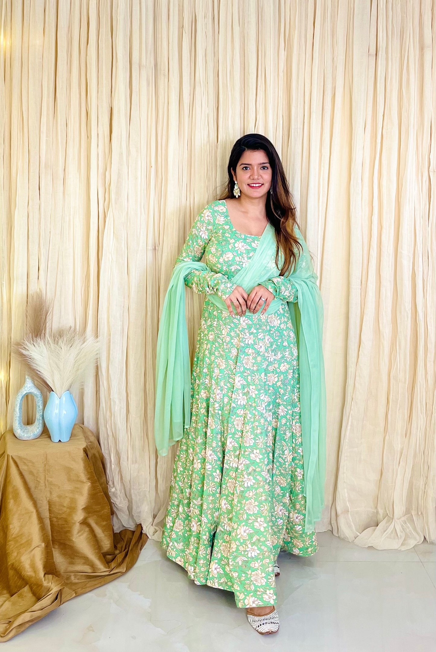 Blooming in Green Floral Anarkali