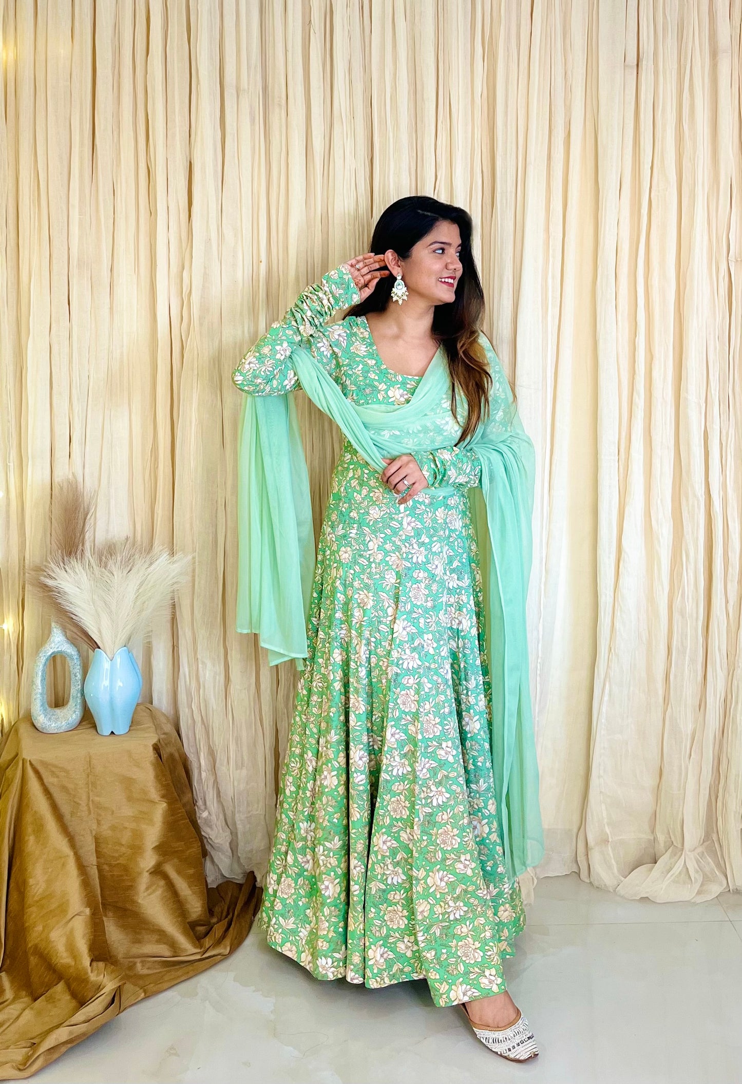 Blooming in Green Floral Anarkali