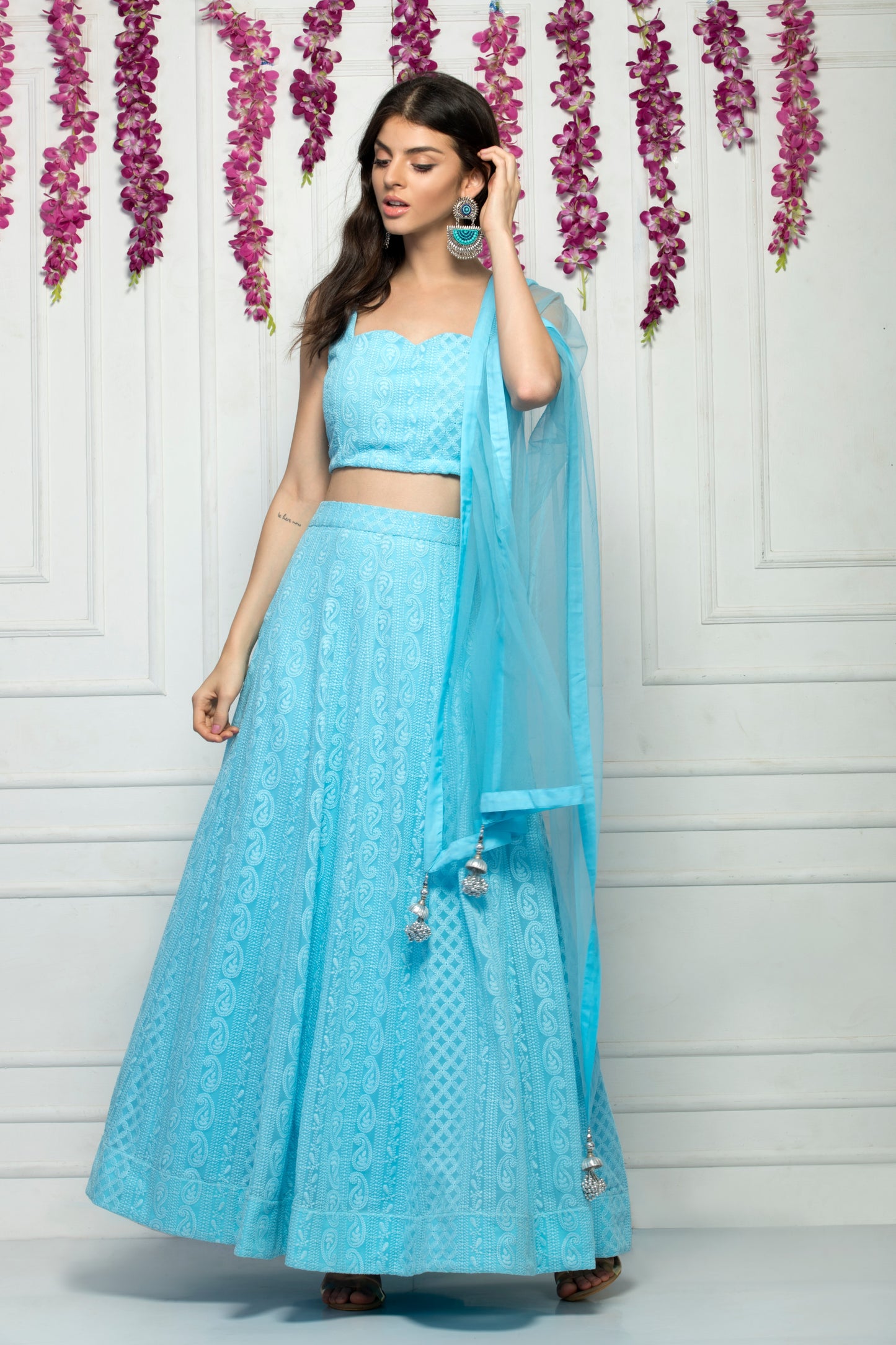 sky blue lehenga set