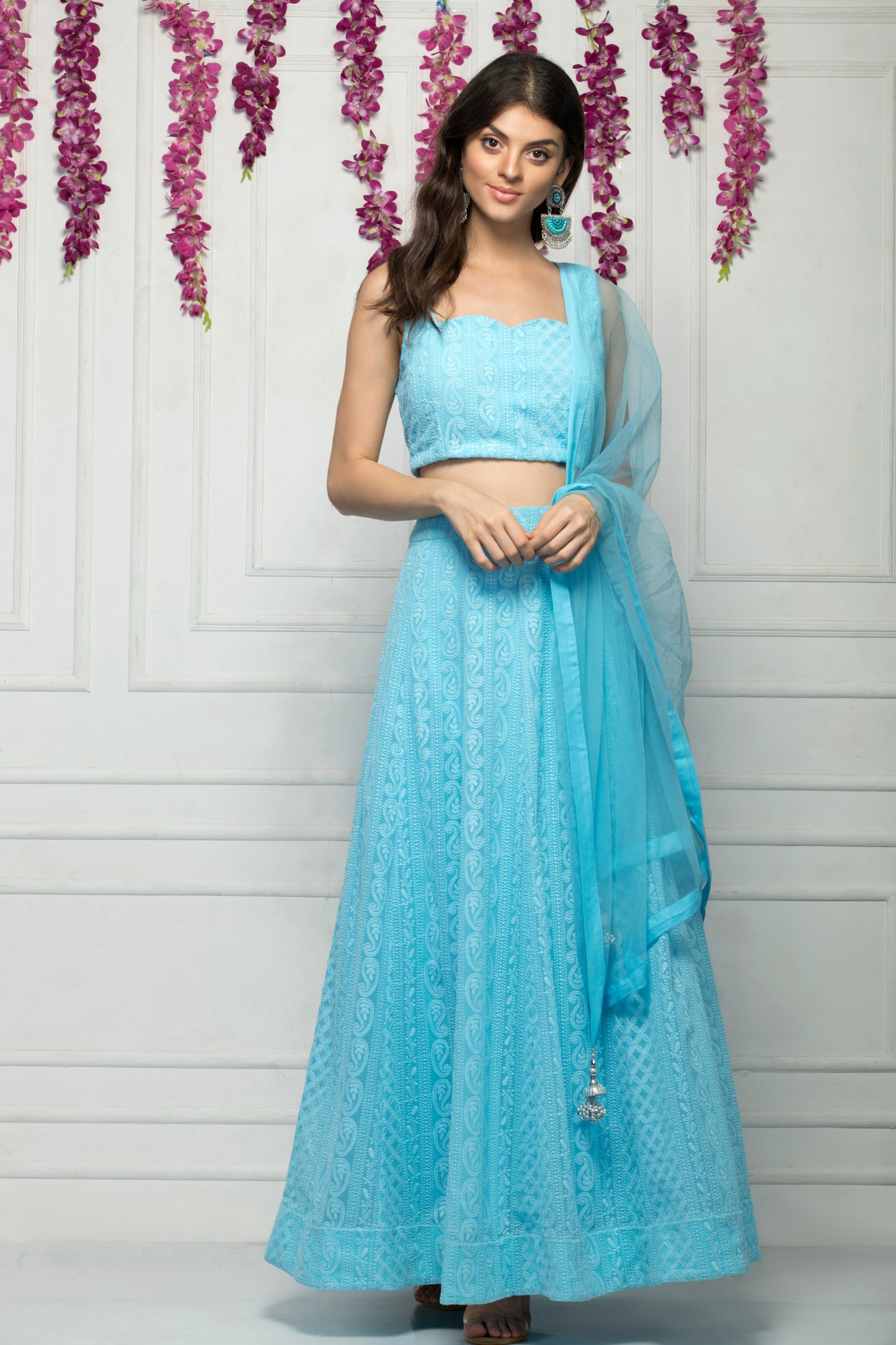 sky blue lehenga set