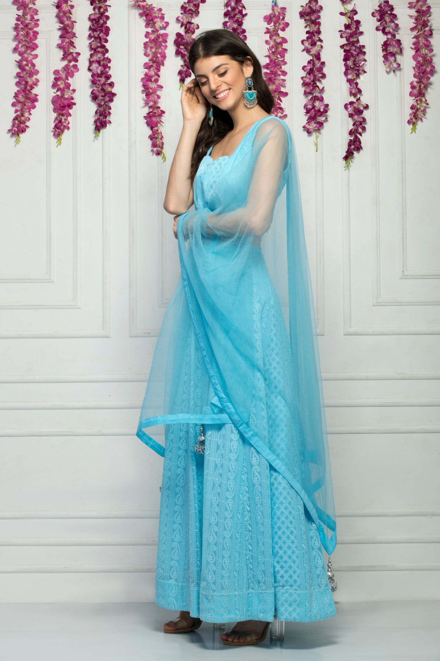 sky blue lehenga set