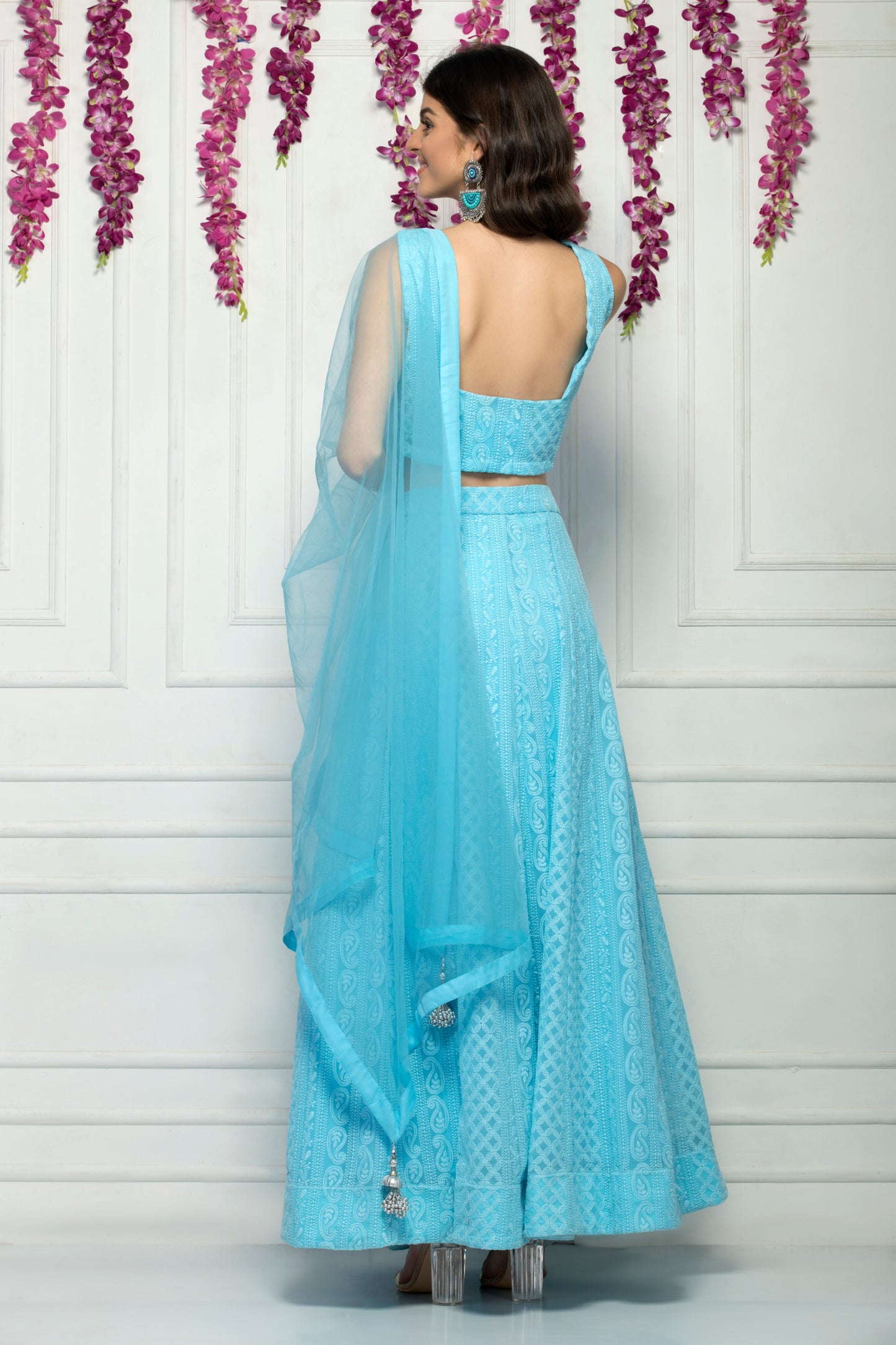 sky blue lehenga set