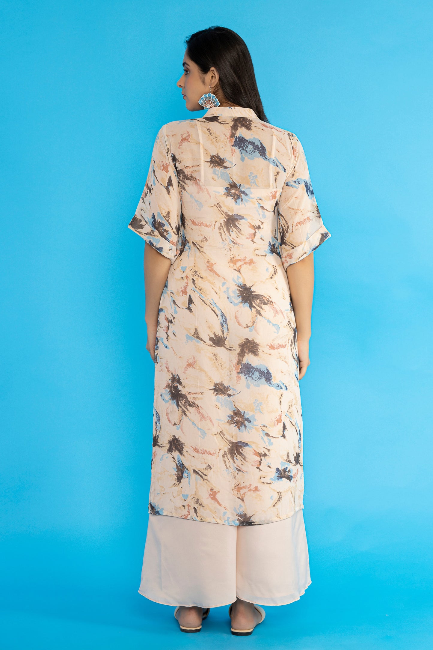 Beige printed 3 piece set