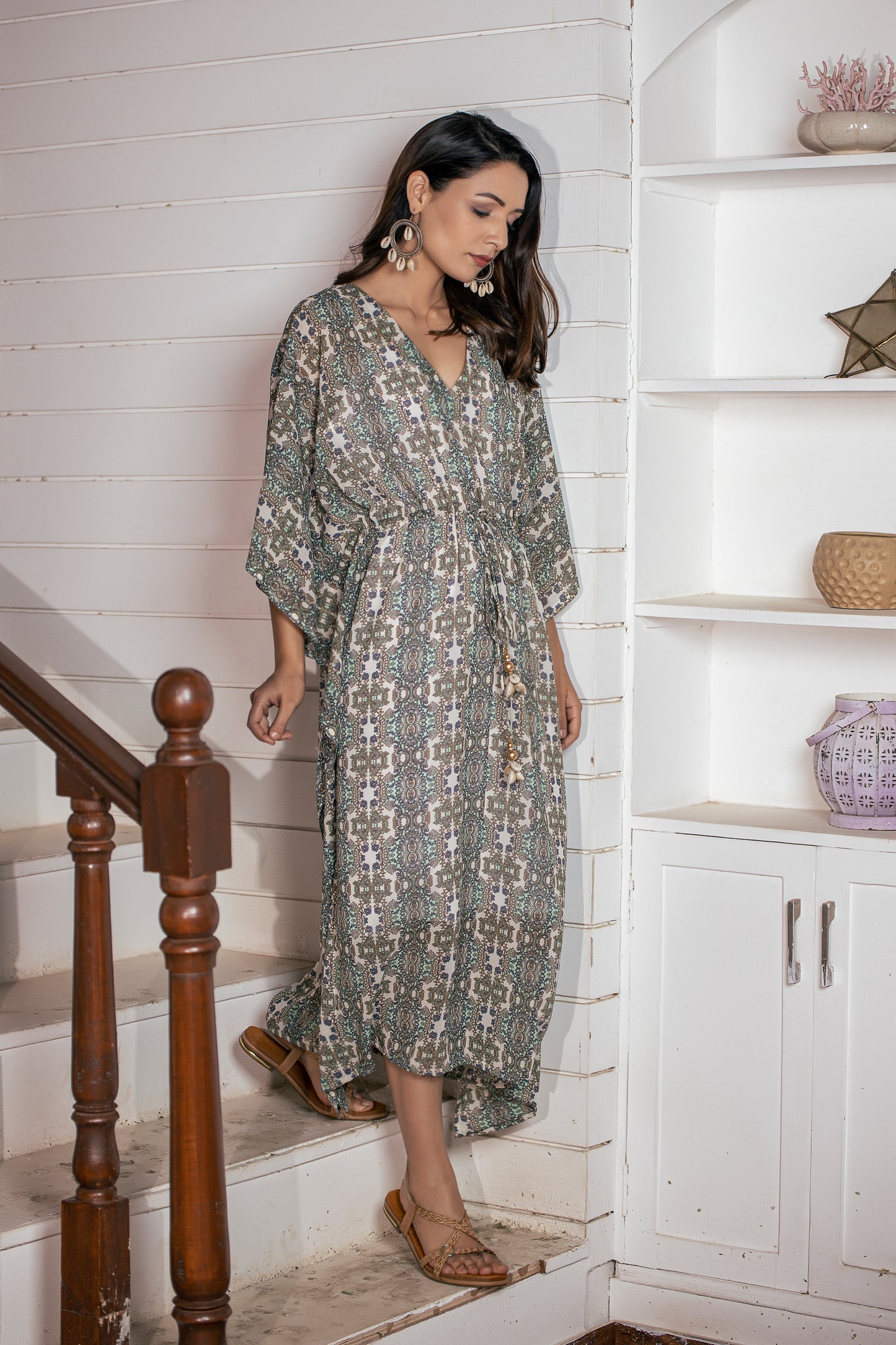 Damask printed kaftan
