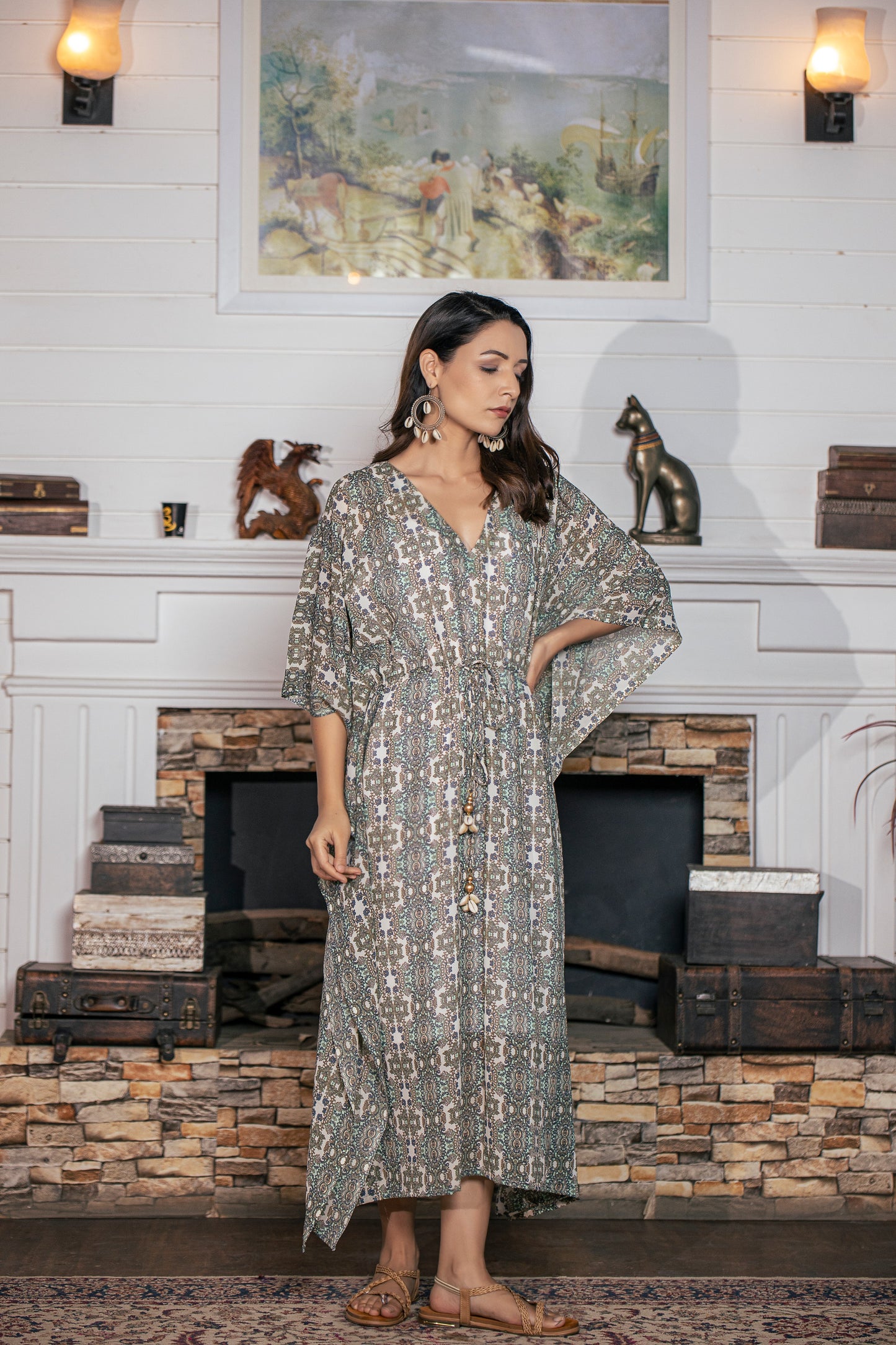 Damask printed kaftan