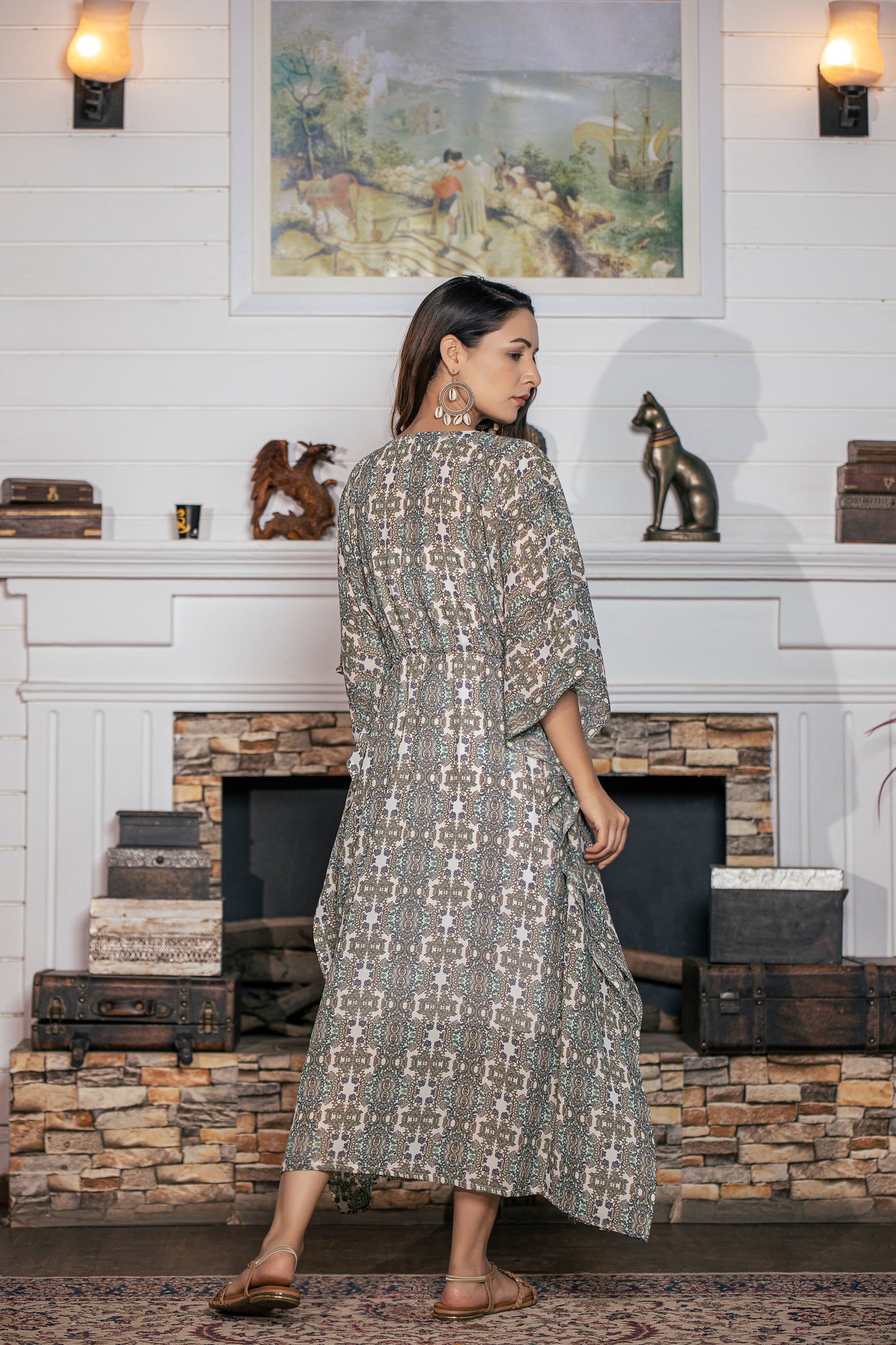 Damask printed kaftan