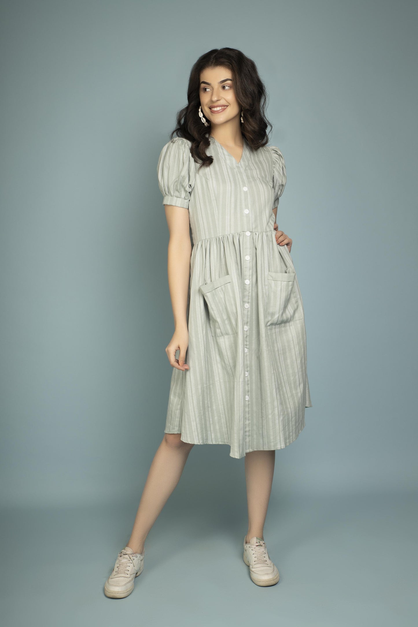 GARVILI Striped Grey Long Dress