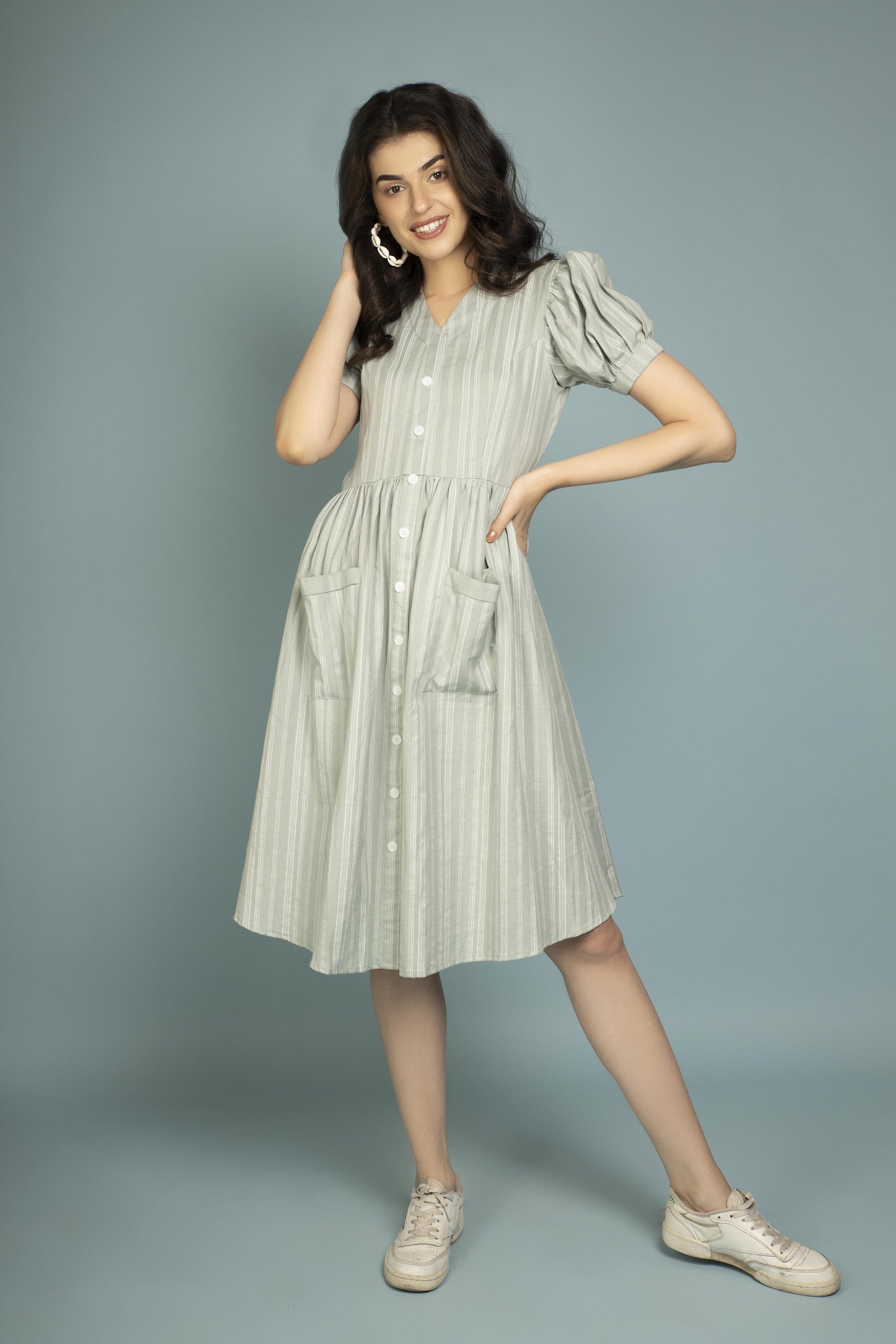 GARVILI Striped Grey Long Dress