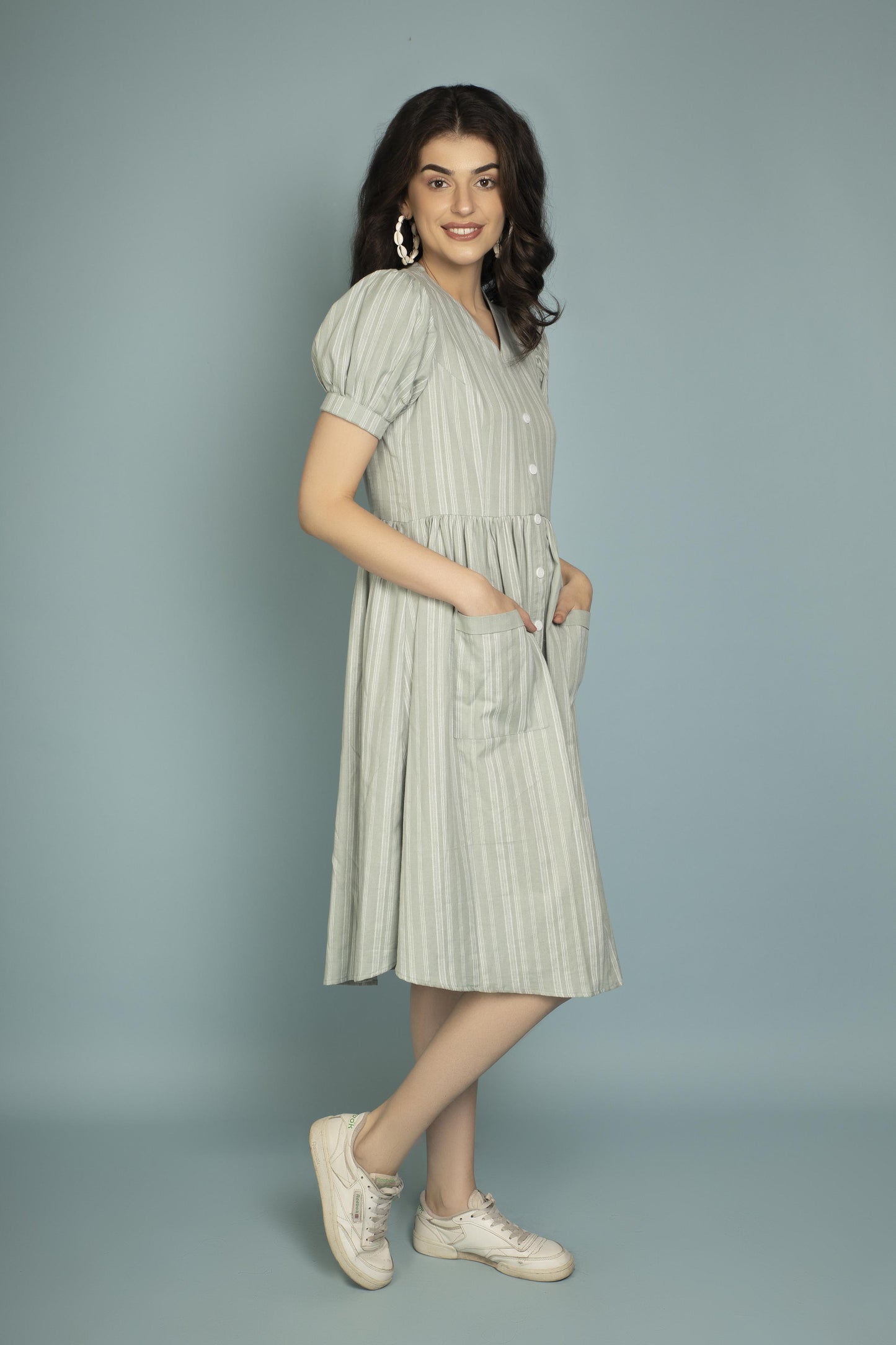 GARVILI Striped Grey Long Dress