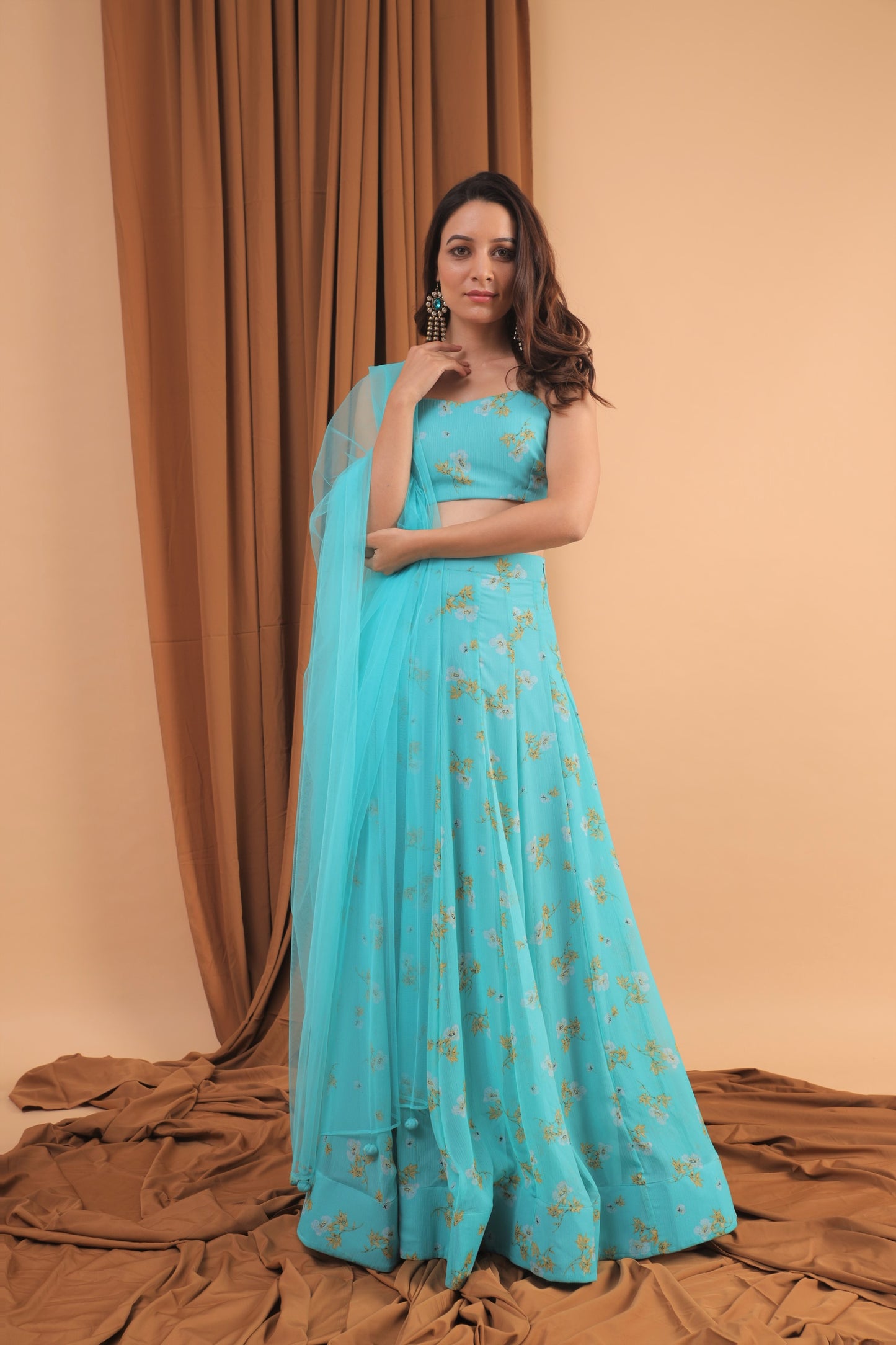 Paint me blue printed lehenga
