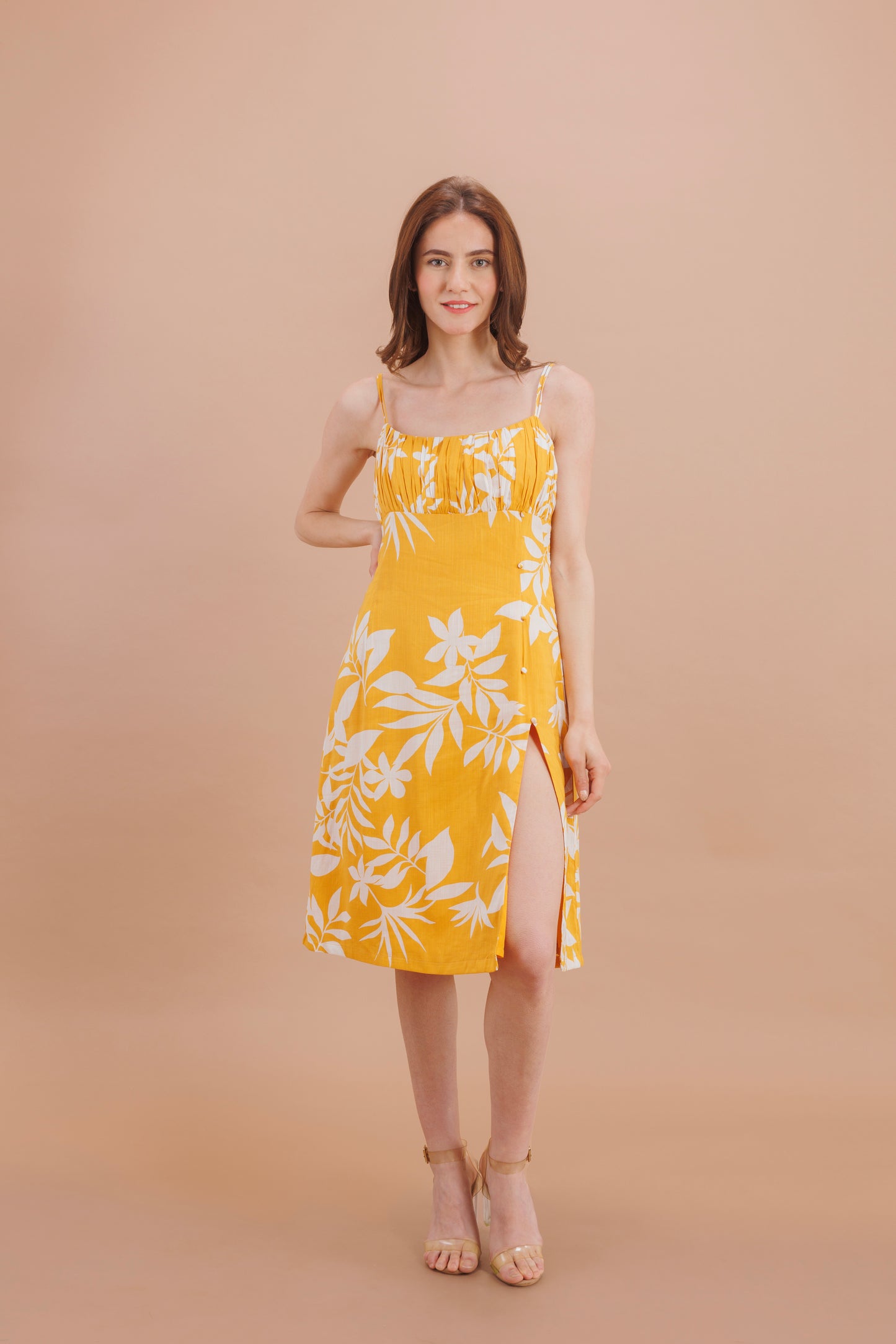 "Sunshine floral side slit dress"
