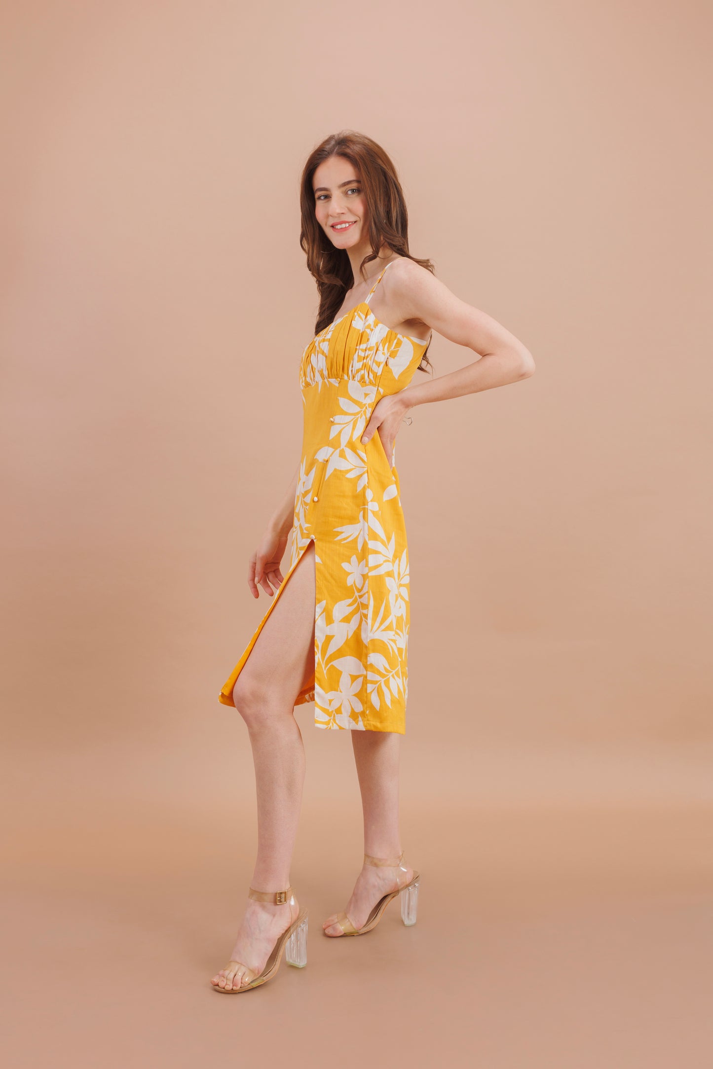"Sunshine floral side slit dress"