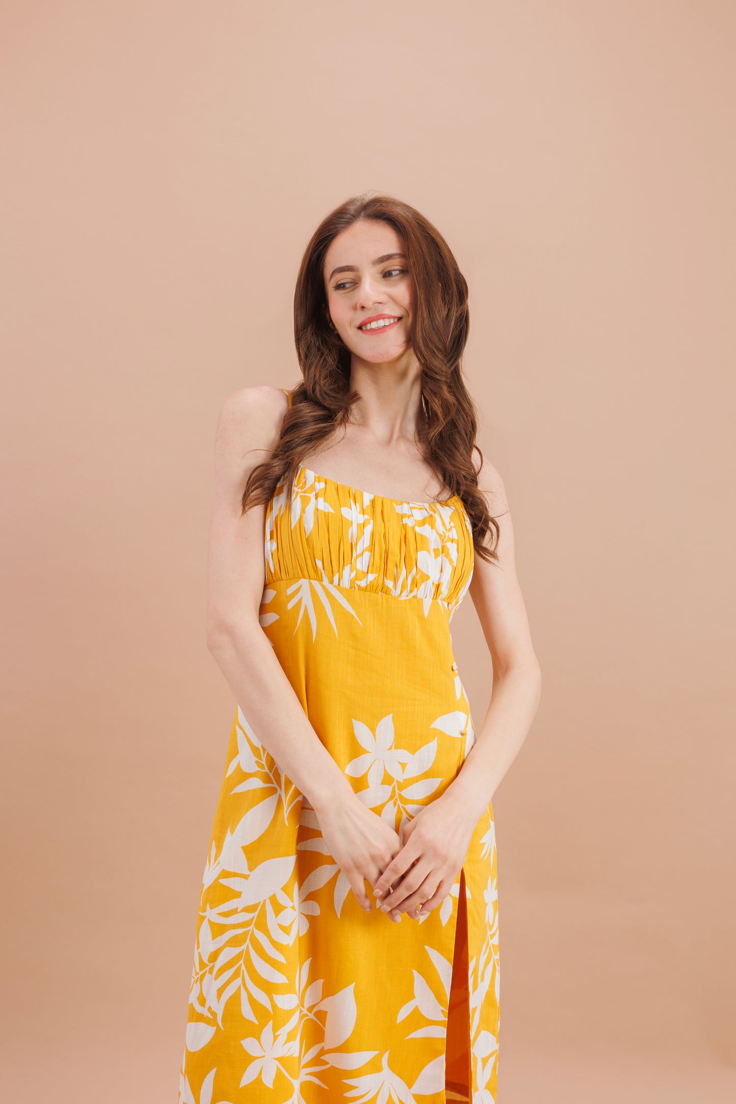 "Sunshine floral side slit dress"