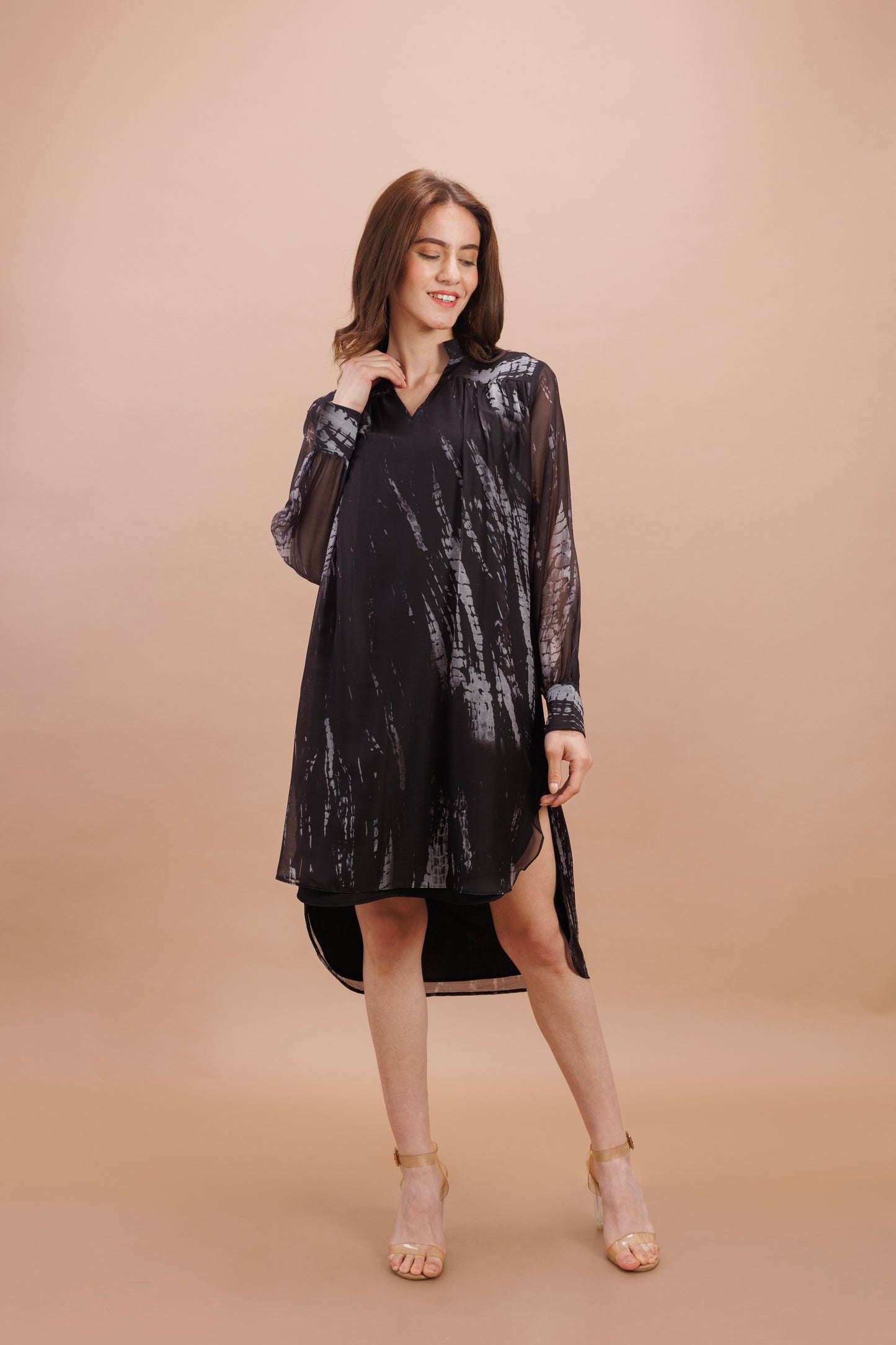 "Black tie dye Hi-low dress"