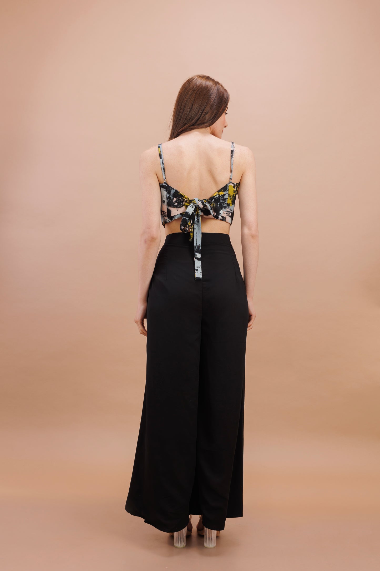 "Black printed scarf top"